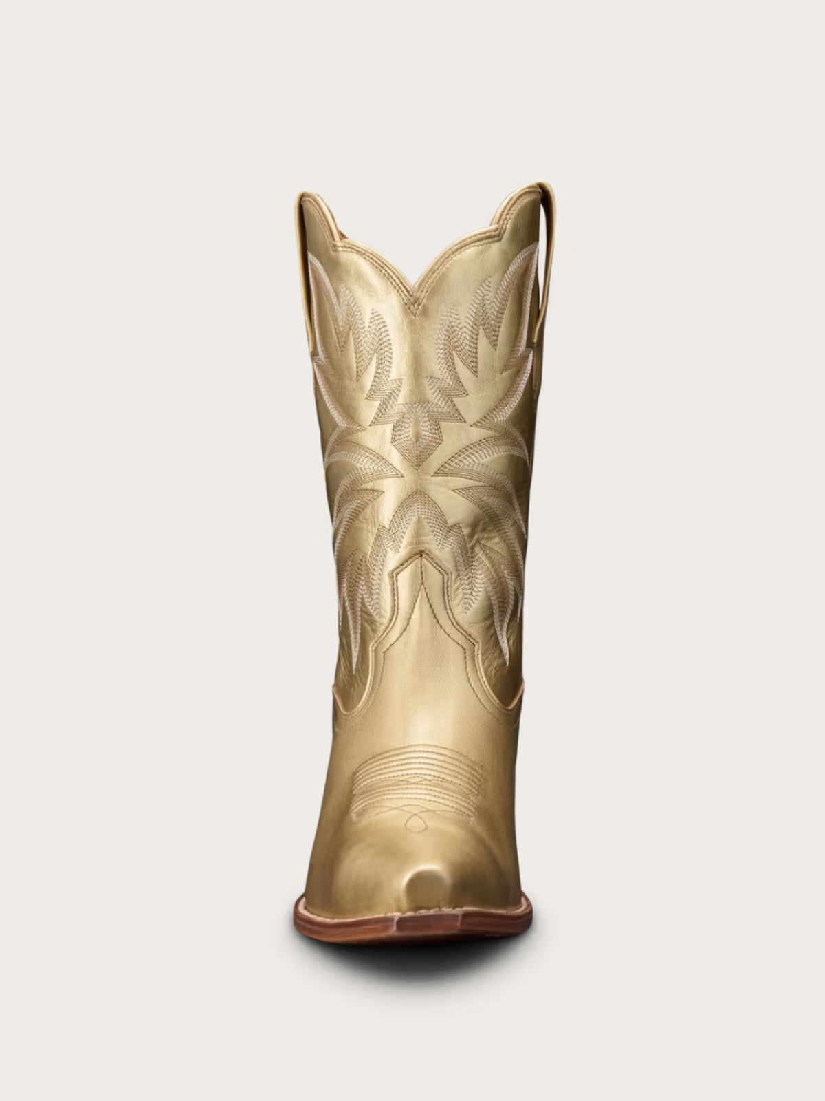 Retro Embroidery Snip-Toe Wide Mid Calf Cowgirl Boots - Metallic Gold