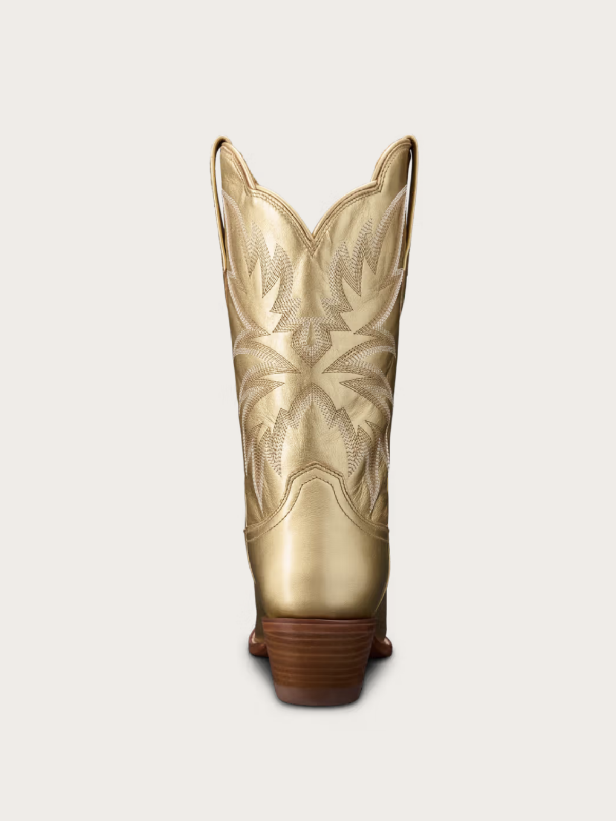 Retro Embroidery Snip-Toe Wide Mid Calf Cowgirl Boots - Metallic Gold