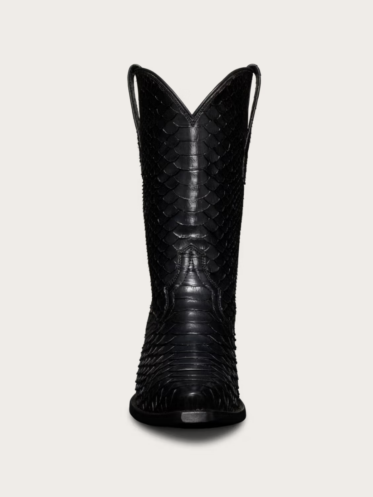 Black Snakeskin Snip-Toe Wide Mid Calf Cowgirl Boots