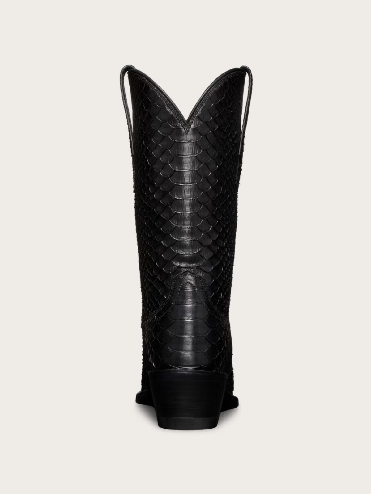 Black Snakeskin Snip-Toe Wide Mid Calf Cowgirl Boots