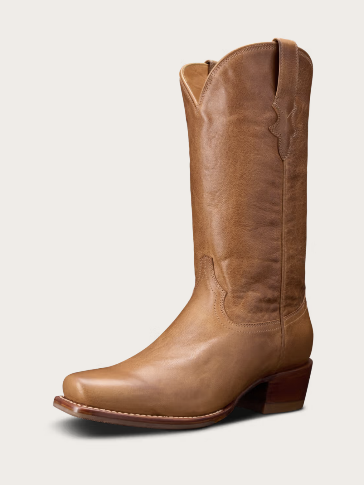 Tan Square-Toe Western Wide Mid Calf Cowgirl Boots