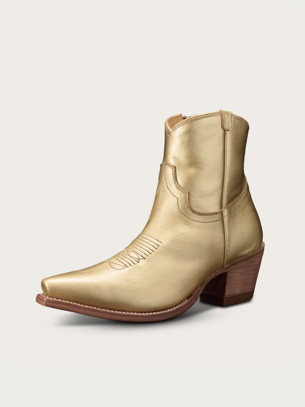 Classic Snip-Toe Inside Full-Zip Ankle Booties - Metallic Gold