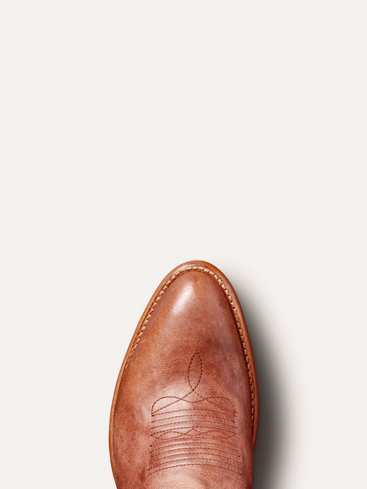 Distressed Light Brown Almond-Toe Embroidery Mid Calf Cowgirl Boots