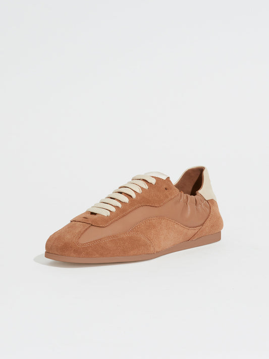 Camel Round-Toe Lace-Up Classic Sneakers Flats