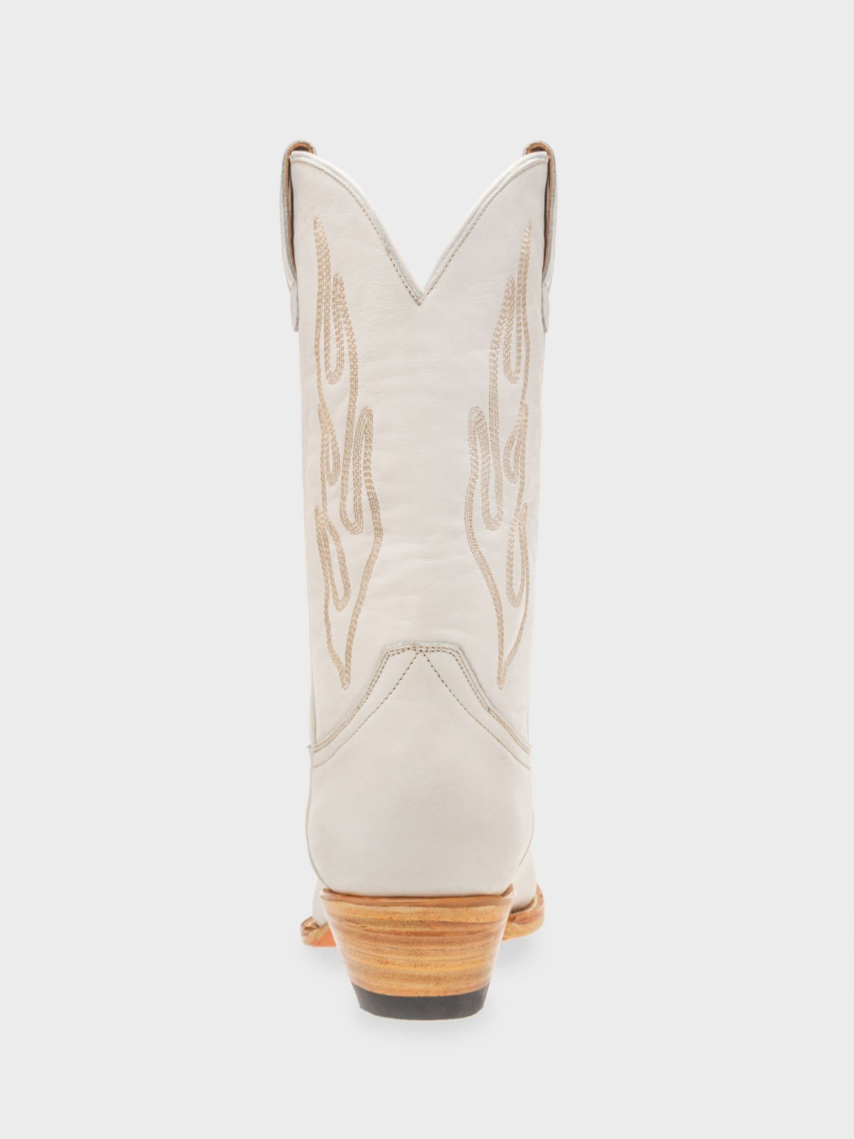 Flame Embroidery Snip-Toe Wide Mid Calf Tall Cowgirl Boots - White