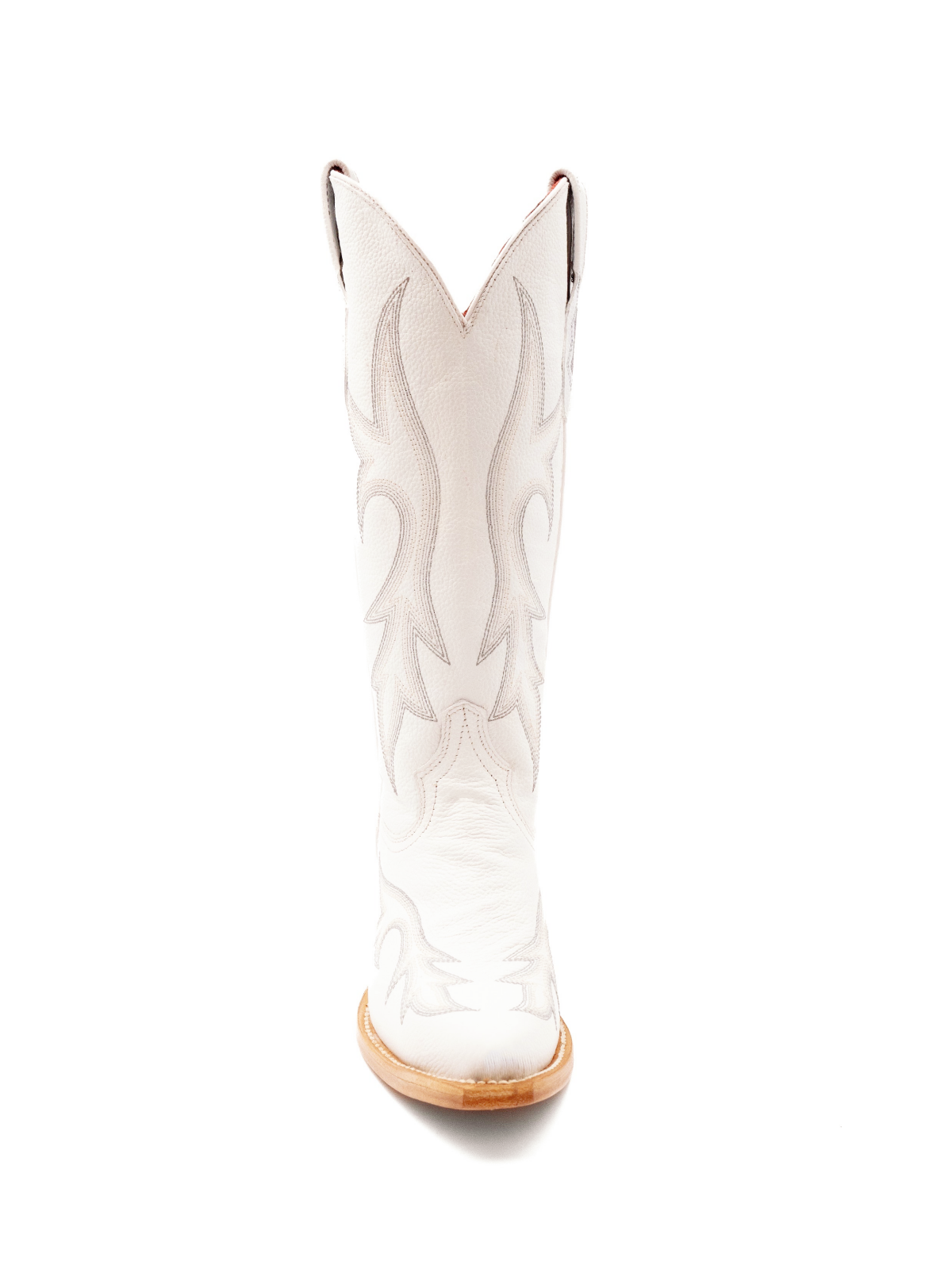 White Embroidery Snip-Toe Wide Calf Western Boots Vegan Leather Cowgirl Tall Boots