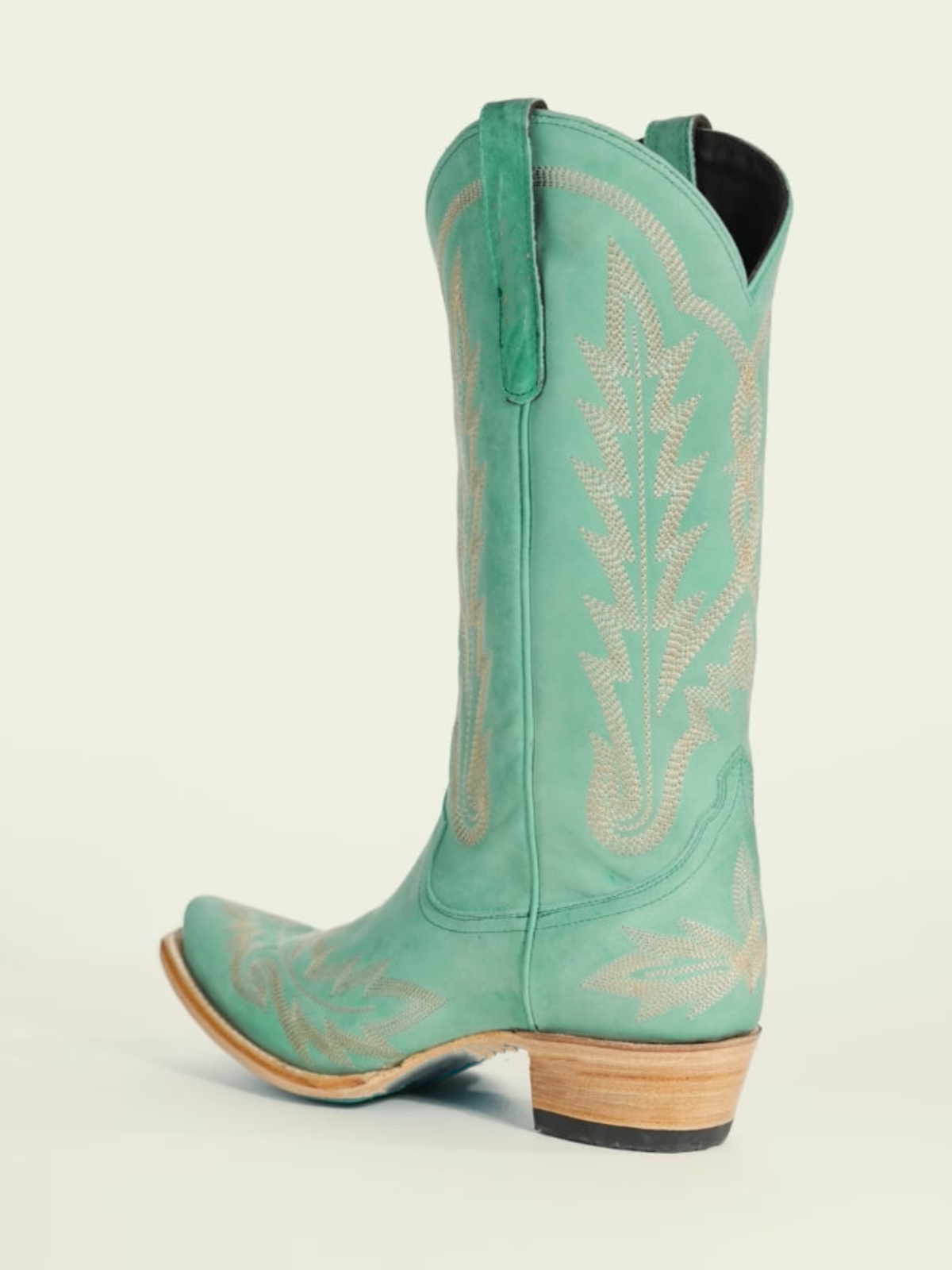 Turquoise Snip-Toe Embroidery Wide Mid Calf Tall Western Boots For Women