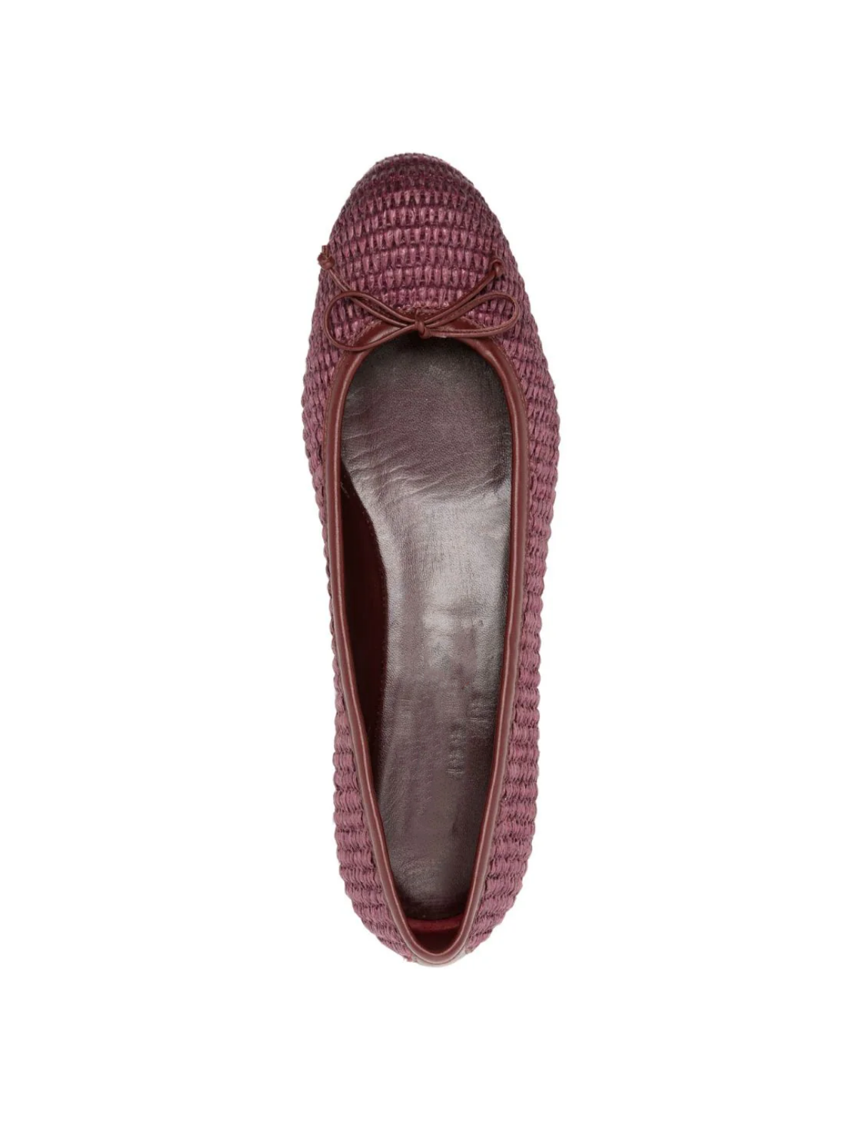 Aubergine Woven Bow Round-Toe Ballerina Flats