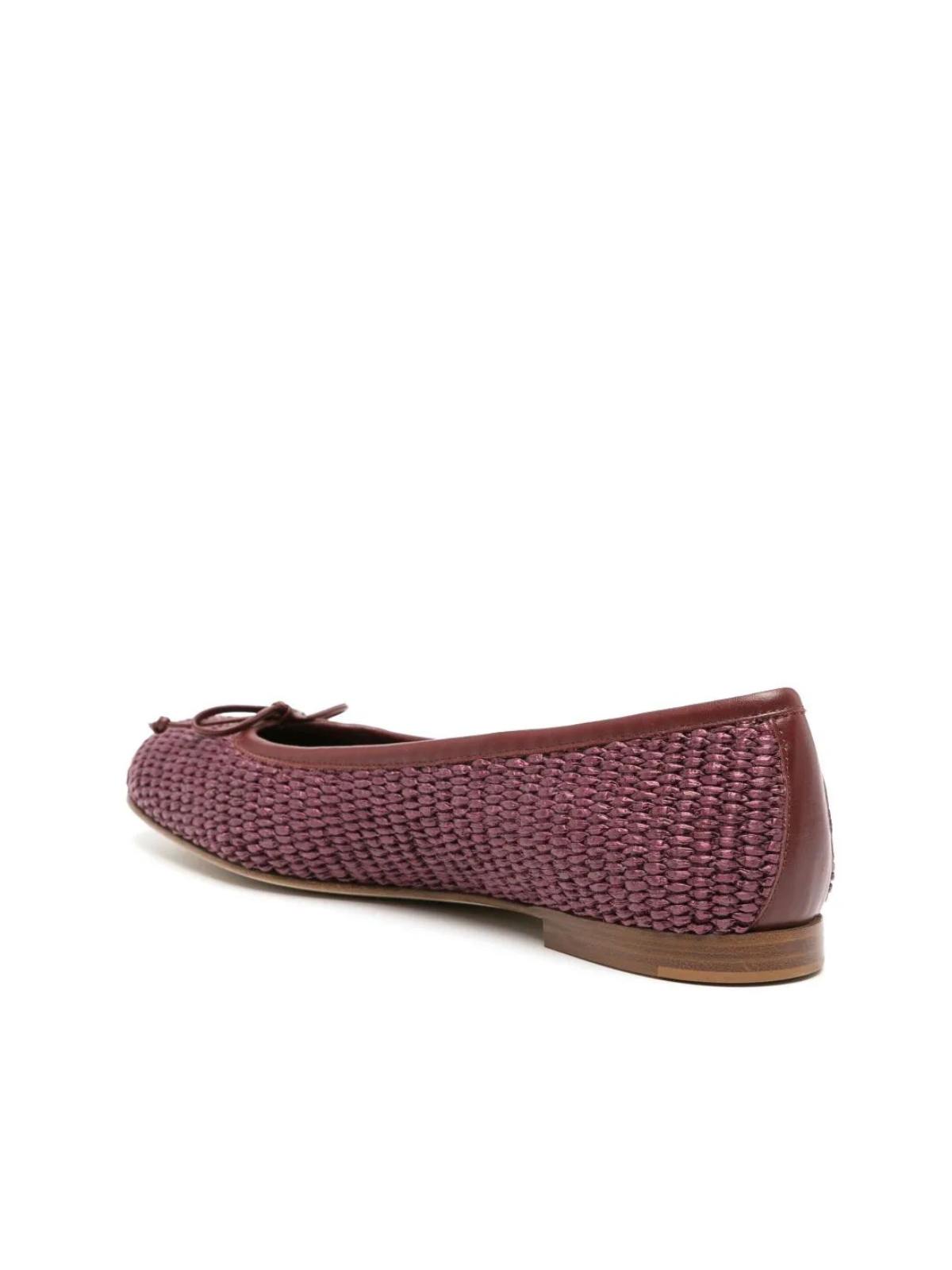 Aubergine Woven Bow Round-Toe Ballerina Flats