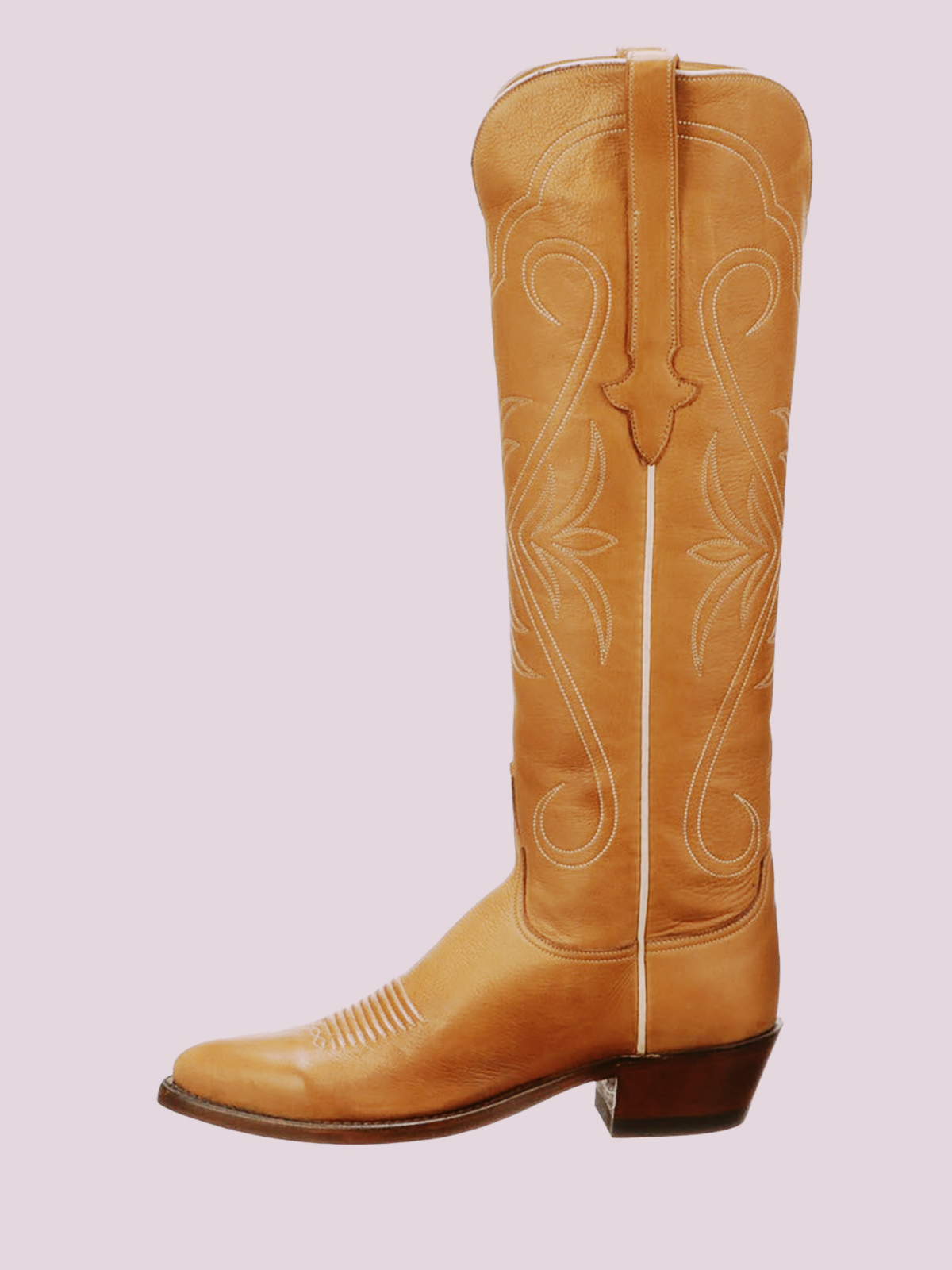 Rust Almond-Toe Embroidery Wide Calf Knee High Tall Western Boots For Women