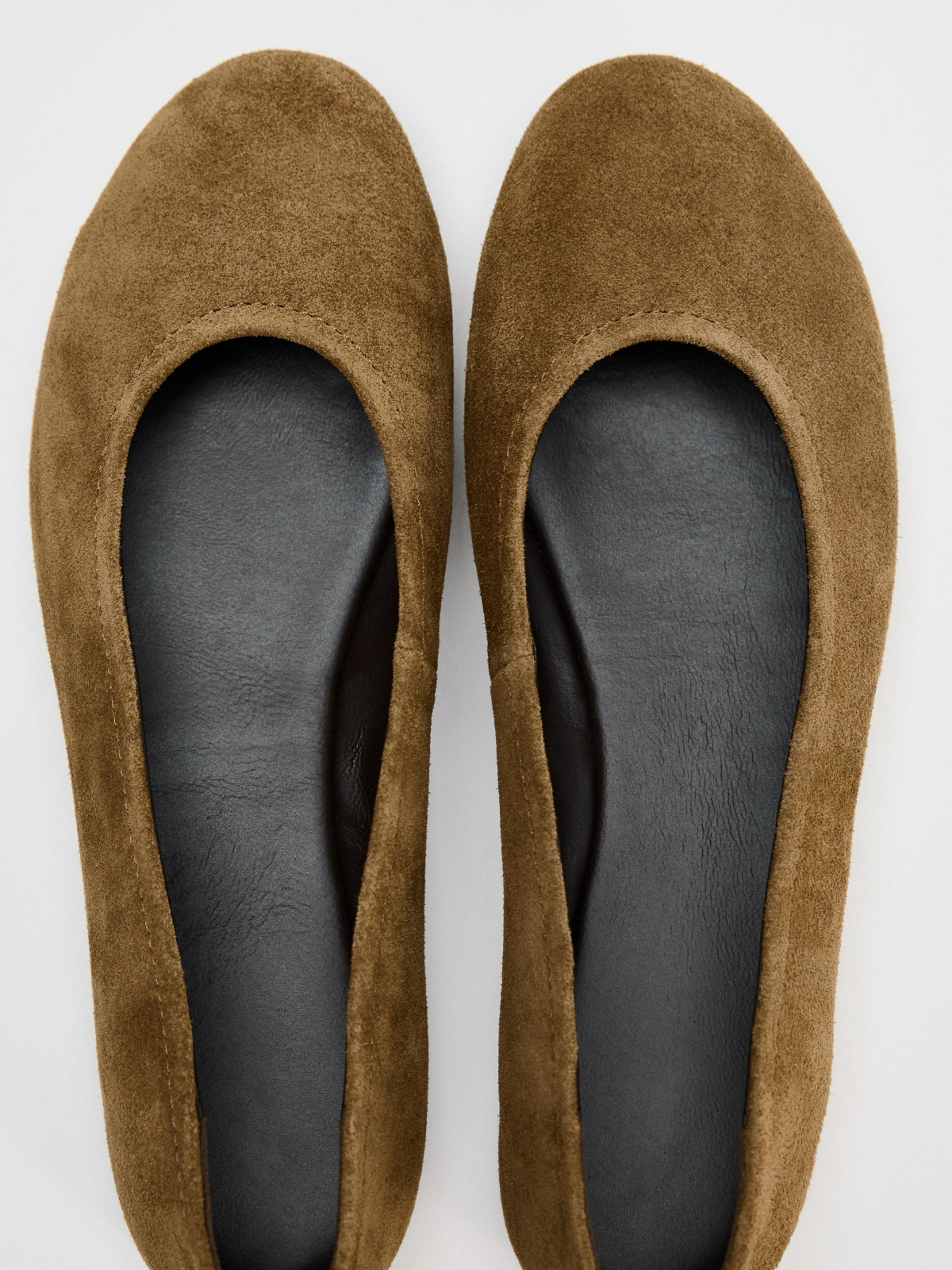 Brown Faux Suede Round-Toe Ballet Flats