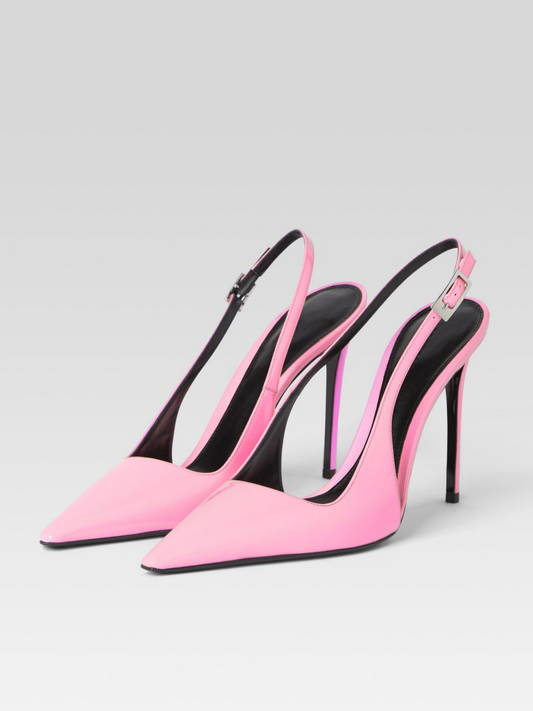 Patent Pink Pointed-Toe Slingback High Heels