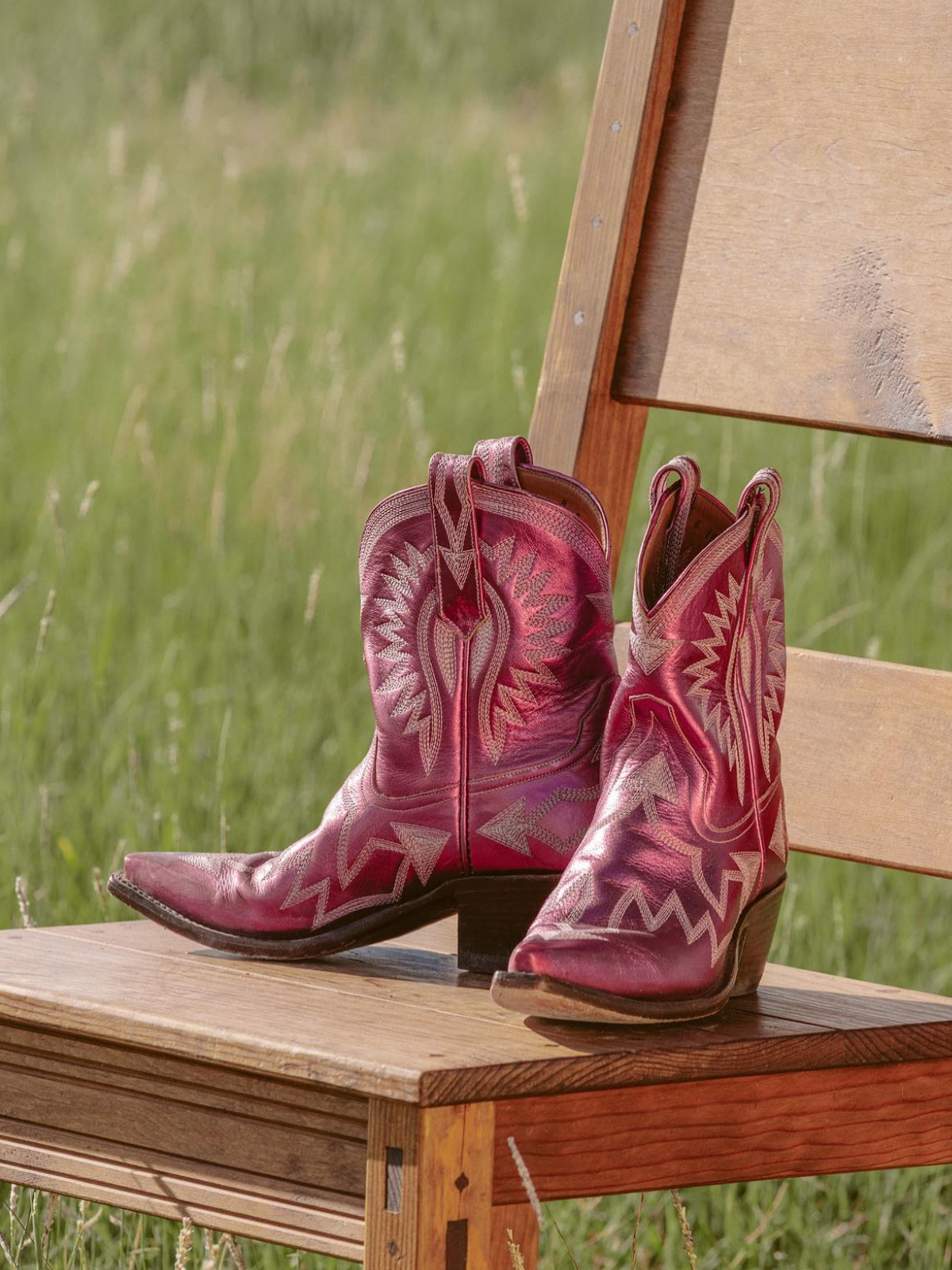 Metallic Embroidery Snip-Toe Wide Mid Calf Cowgirl Boots - Hot Pink