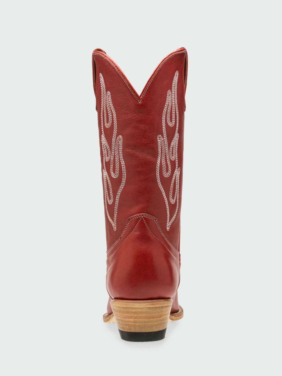 Flame Embroidery Snip-Toe Wide Mid Calf Tall Cowgirl Boots - Red