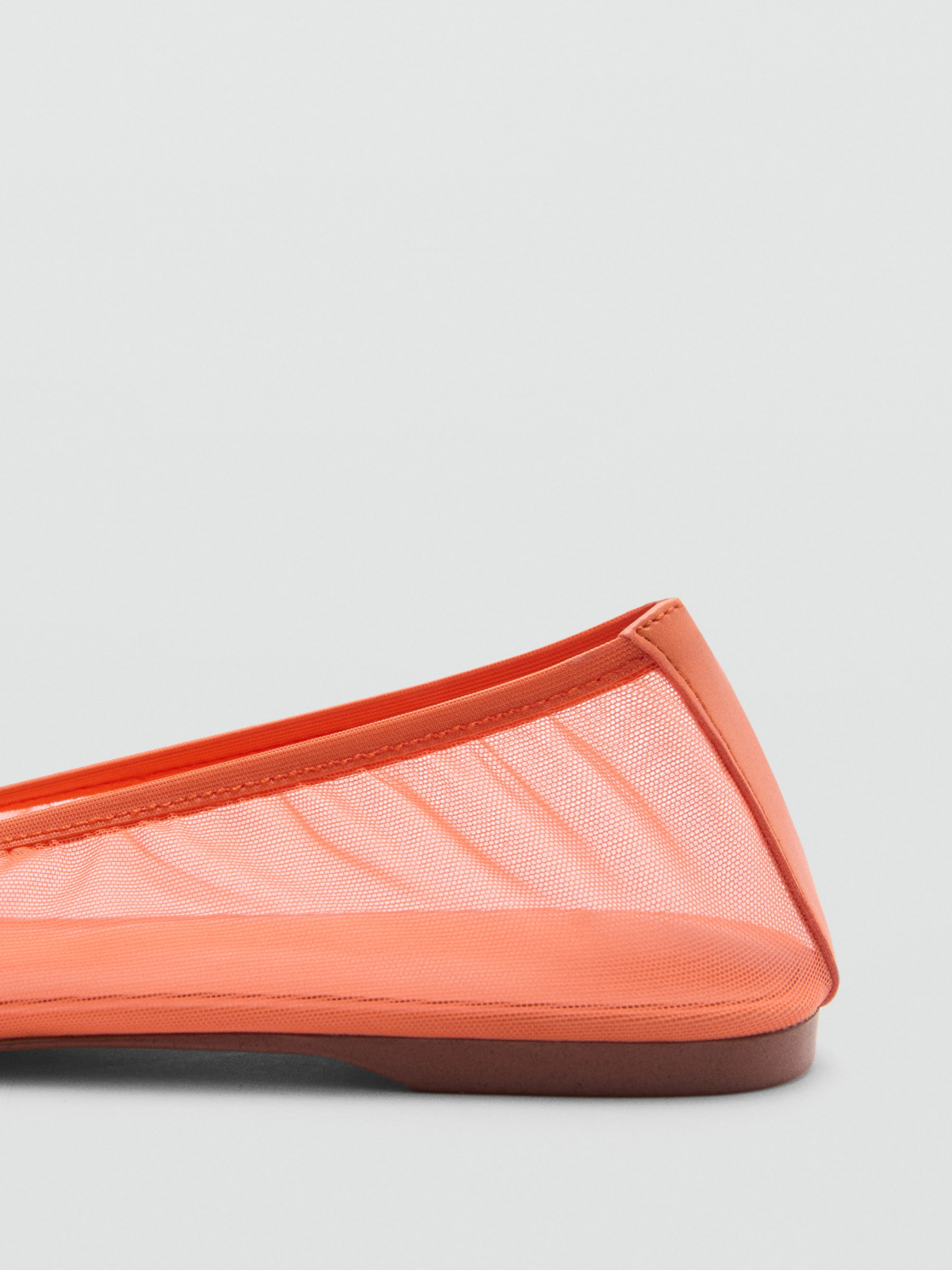 Orange Semi-Transparent Mesh Flats Elastic Ballerinas