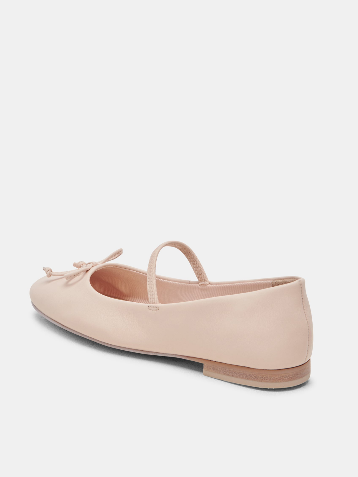 Light Pink Bow Round-Toe Ballet Flats Elastic Strap Mary Janes