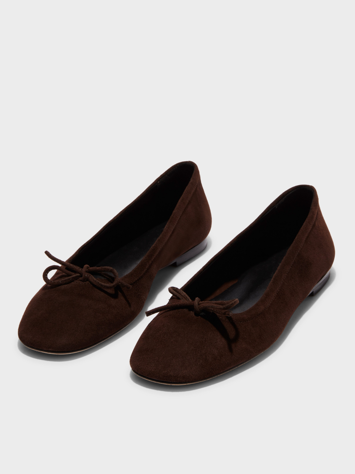 Moka Faux Suede Square-Toe Ballet Bow Flats