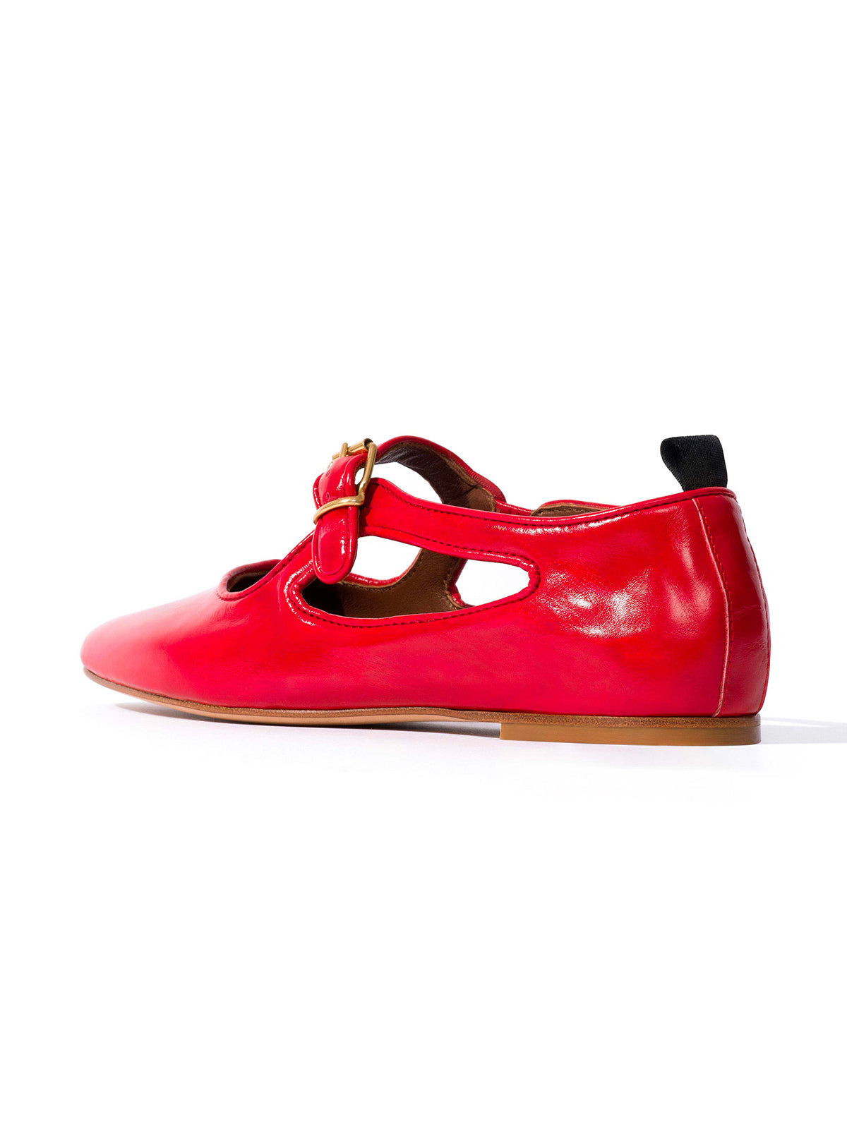 Square-Toe Buckle Strap Chic Flats - Orange