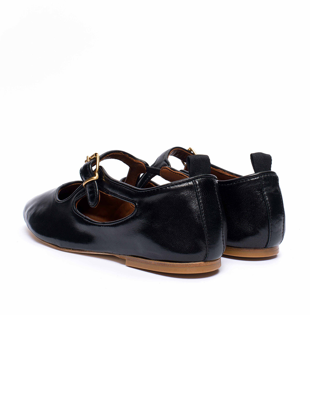 Square-Toe Buckle Strap Chic Flats - Classic Black