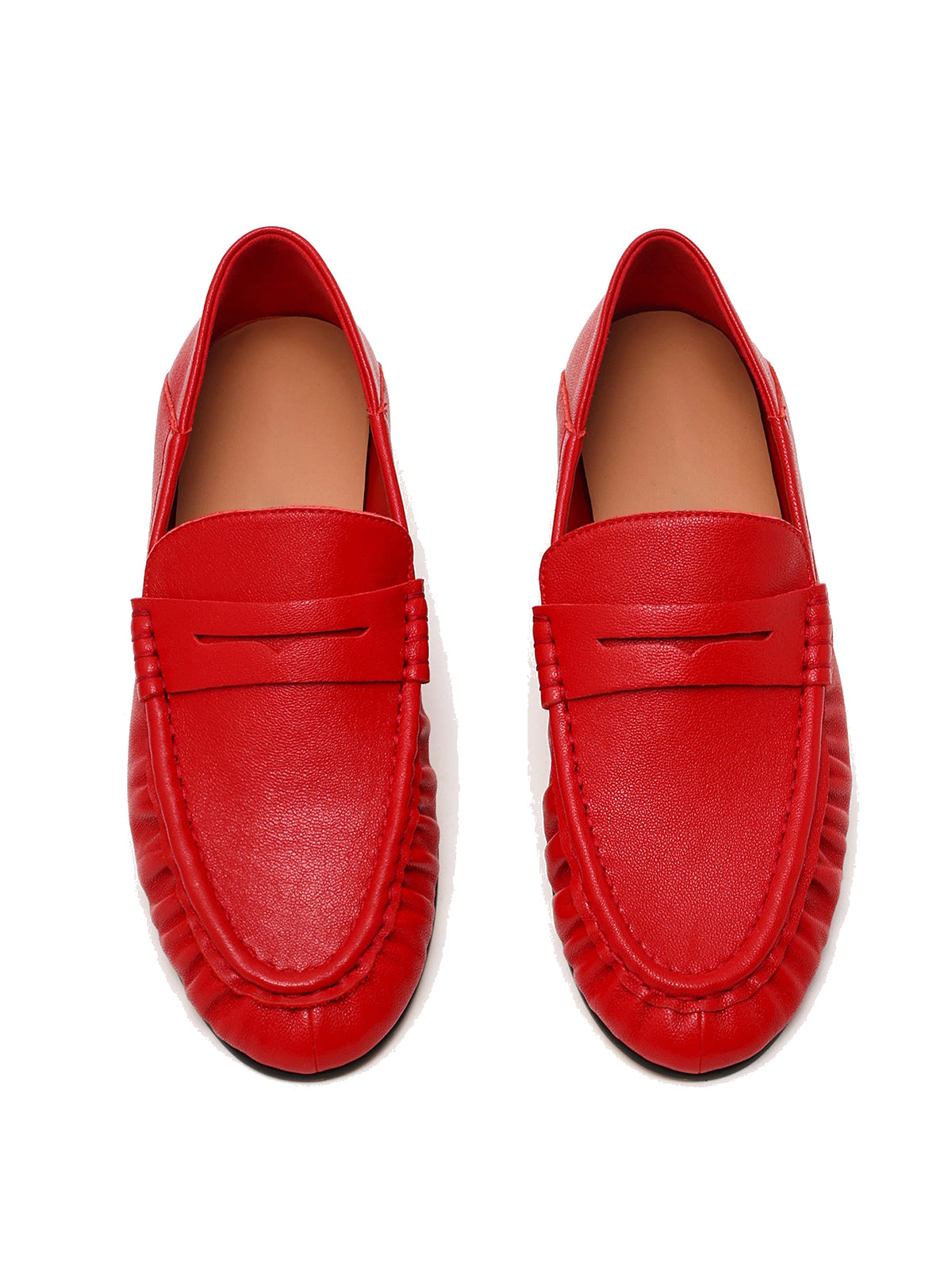 Red Round-Toe Stylish Slip-On Loafers Flats