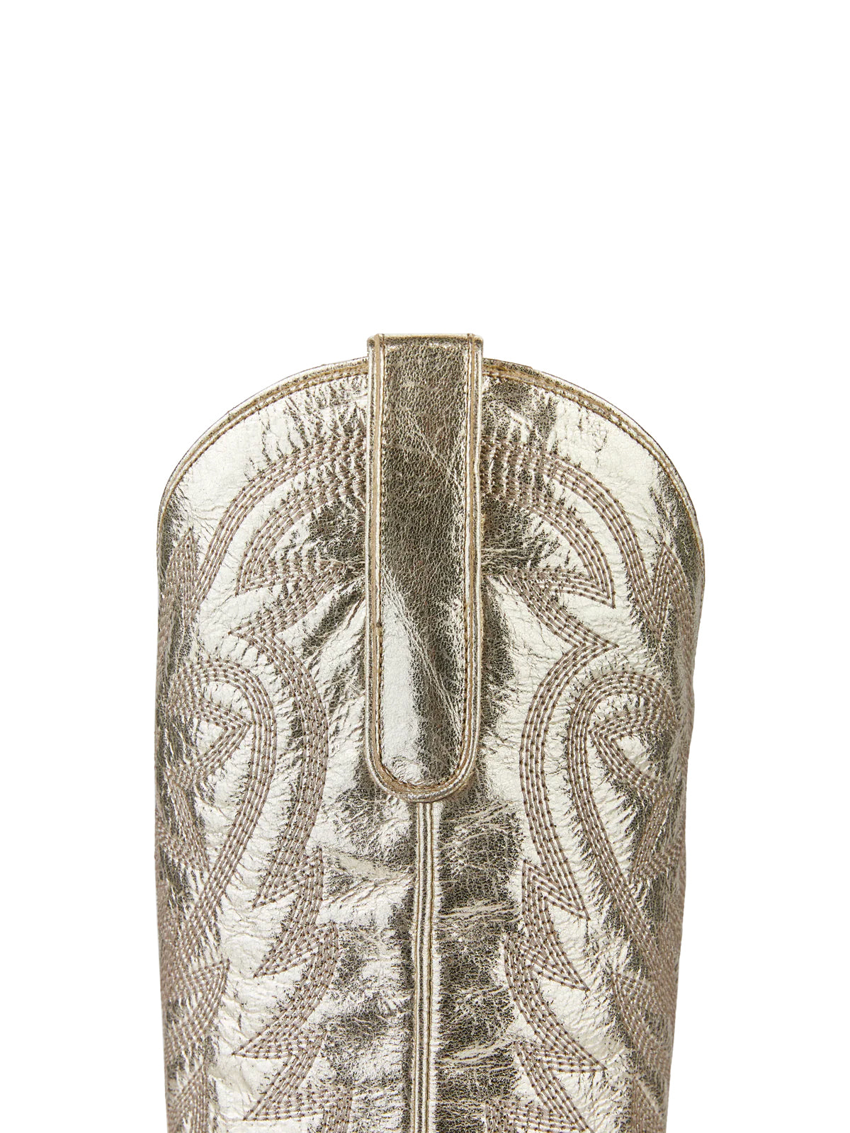 Western Snip-Toe Embroidery Classic Knee High Half-Zip Cowgirl Boots - Metallic Champagne