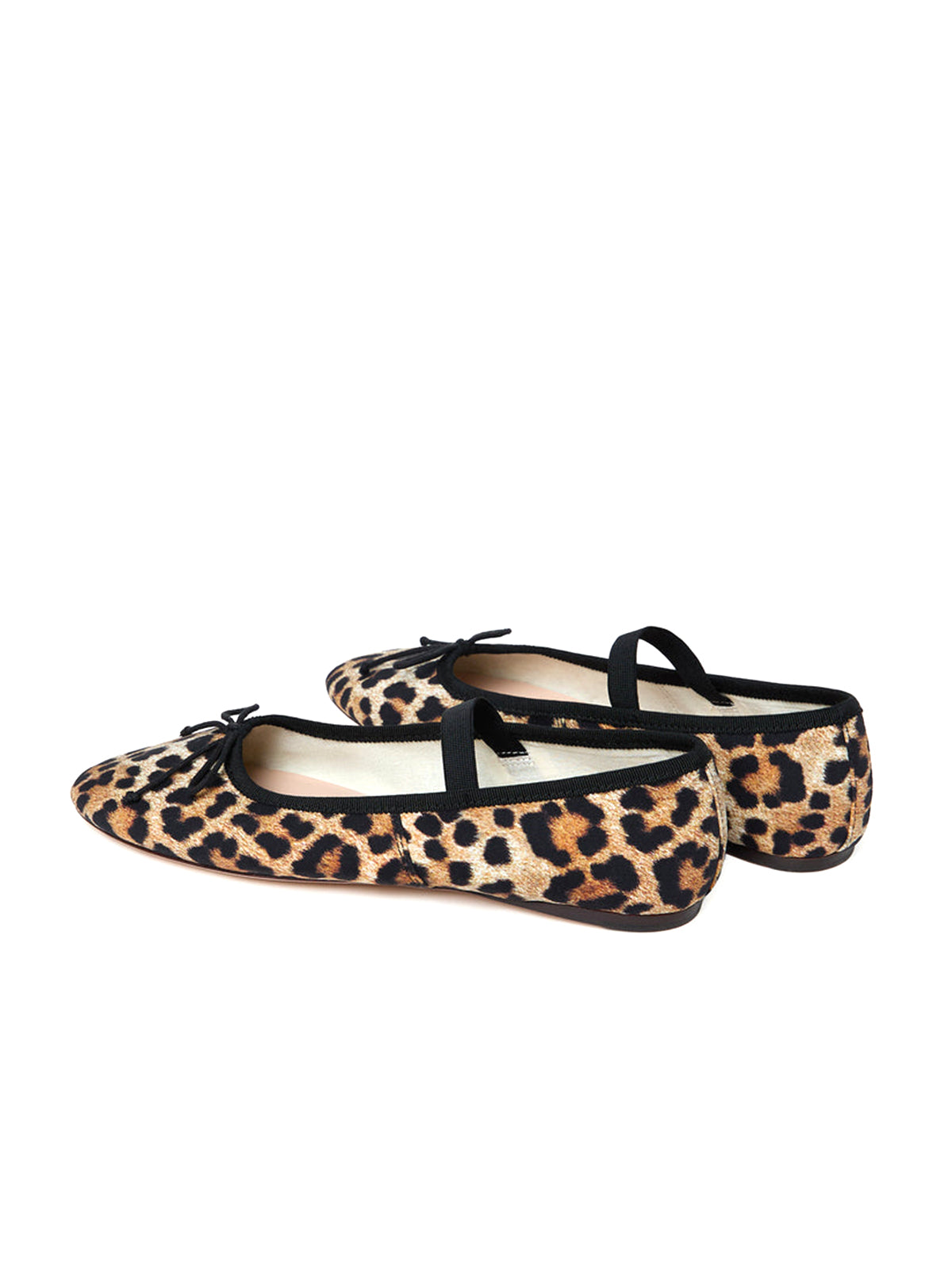 Leopard Jersey Faux Suede Round-Toe Front Bow Ballet Flats