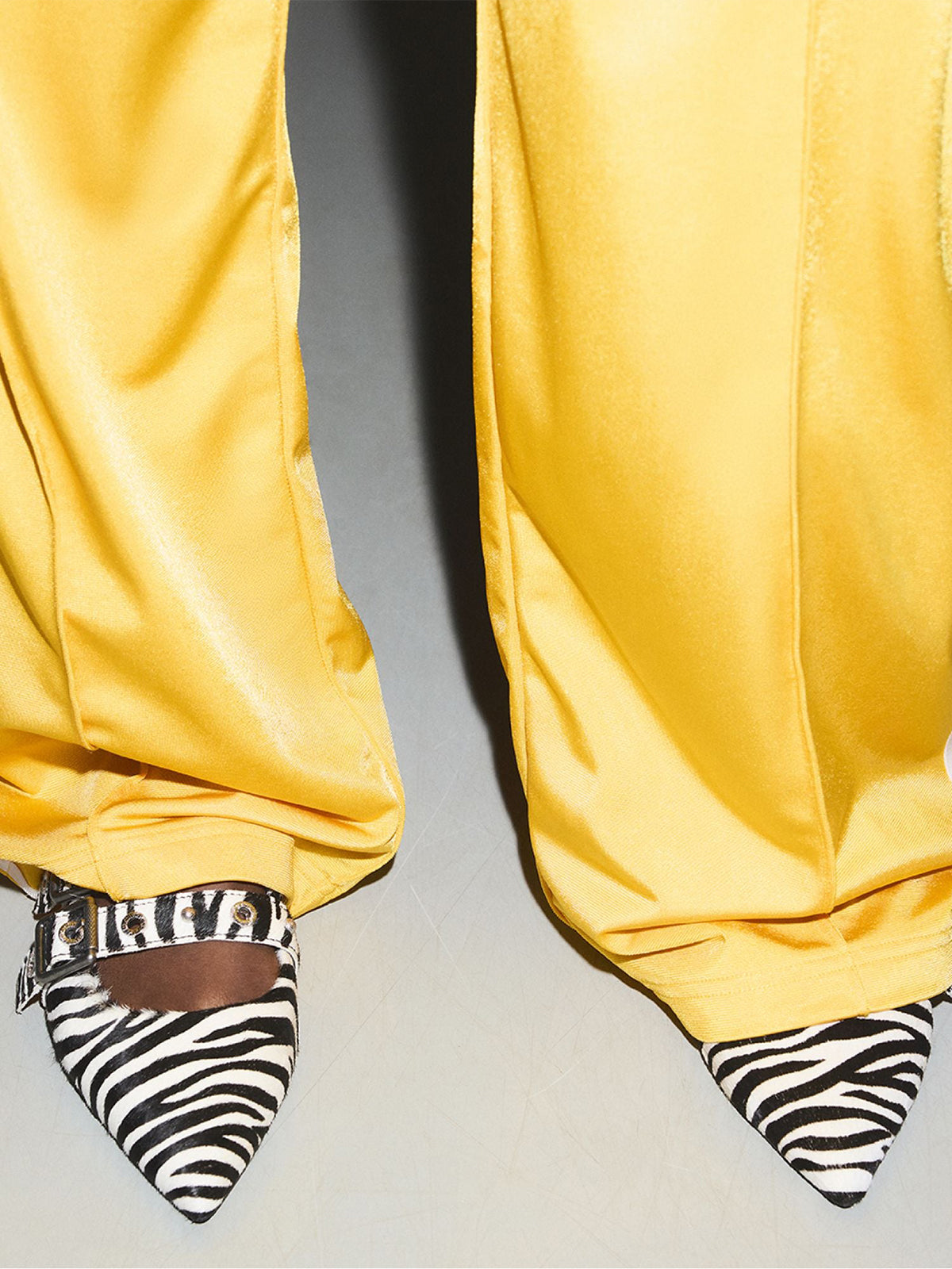 Zebra Pointed-Toe Double Bridge Straps Slingback Flats