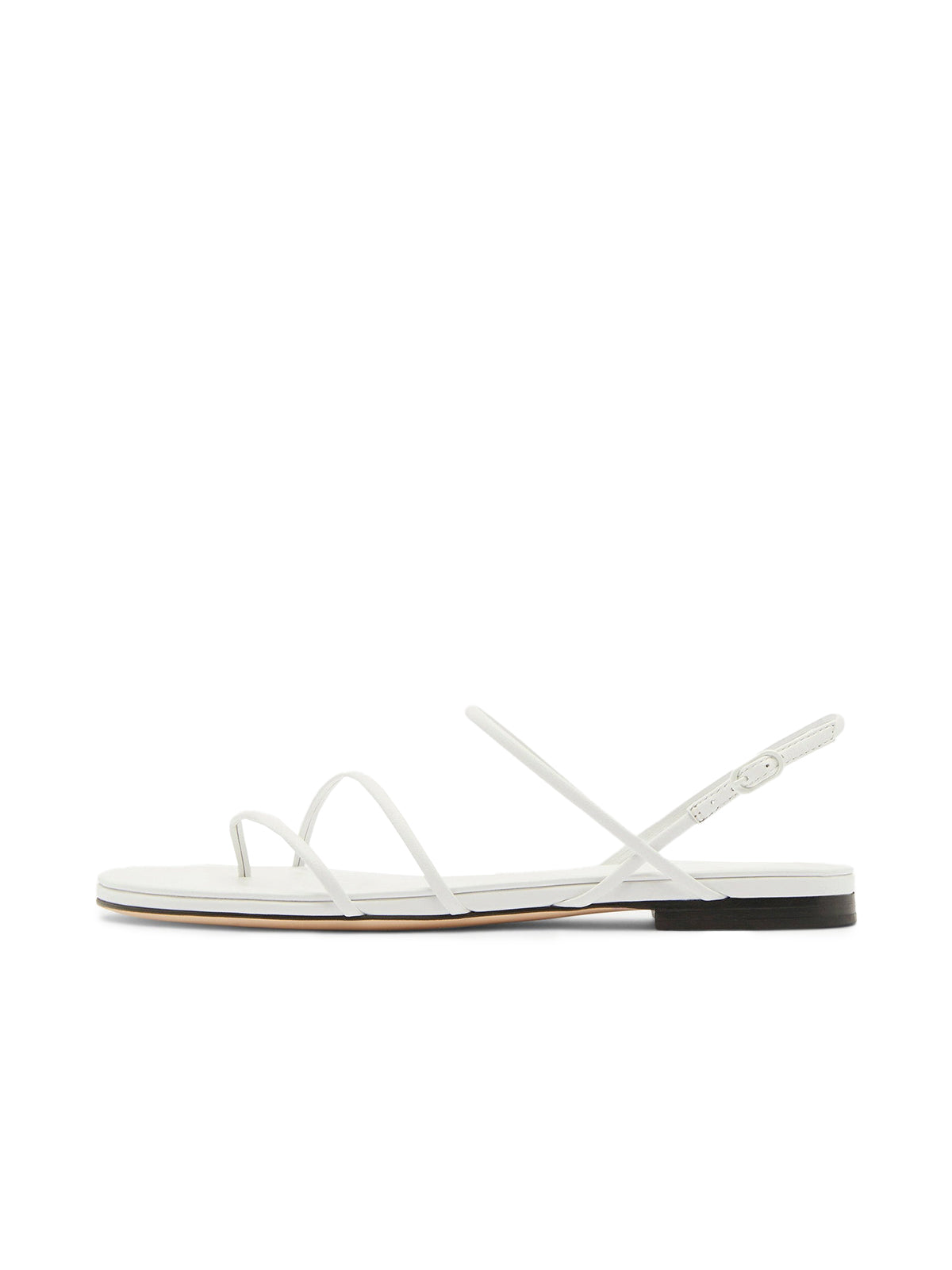 White Round-Toe Classic Strappy Flat Sandals