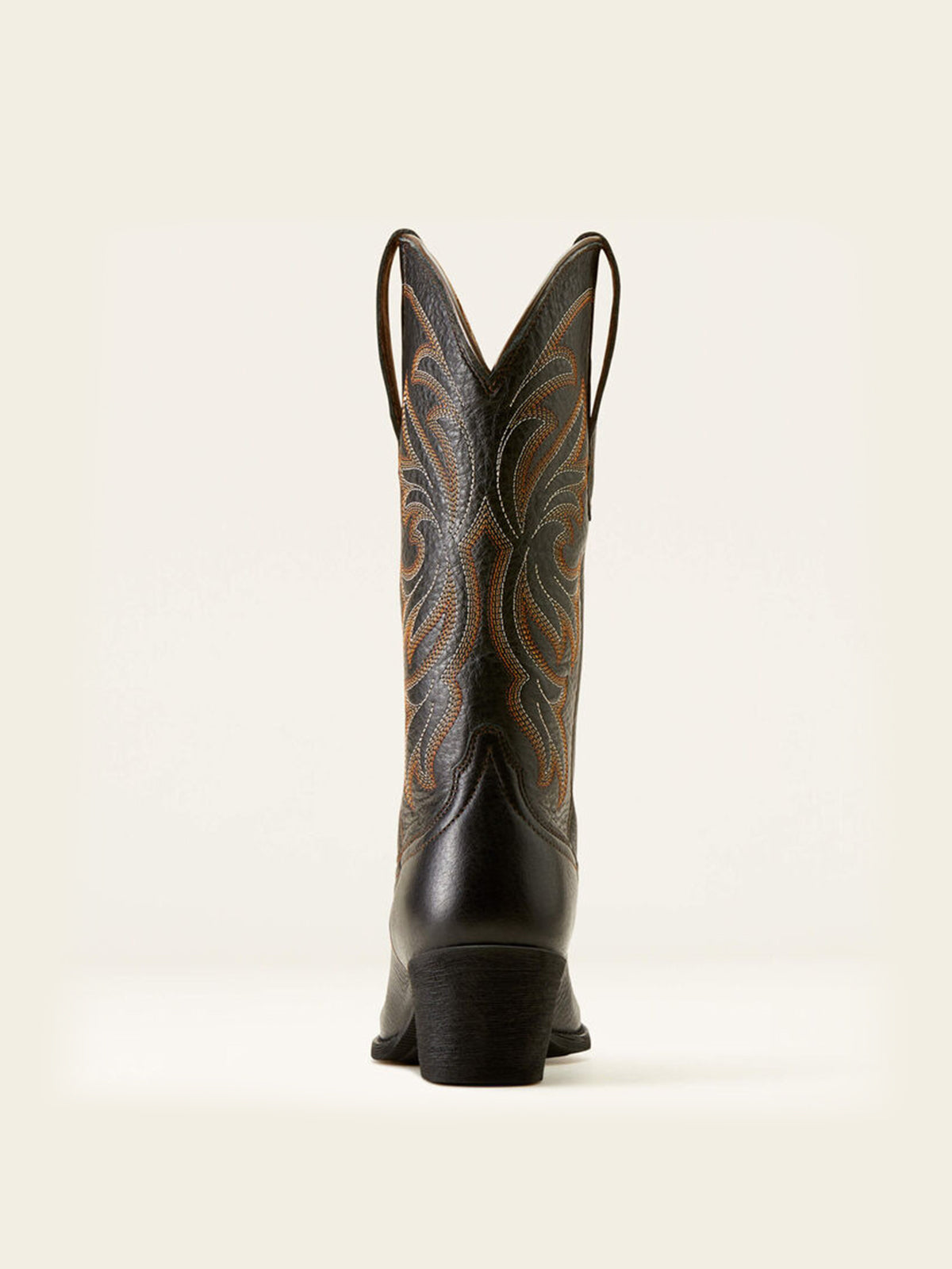 Mid Calf Almond-Toe Embroidery Cowgirl Boots - Black