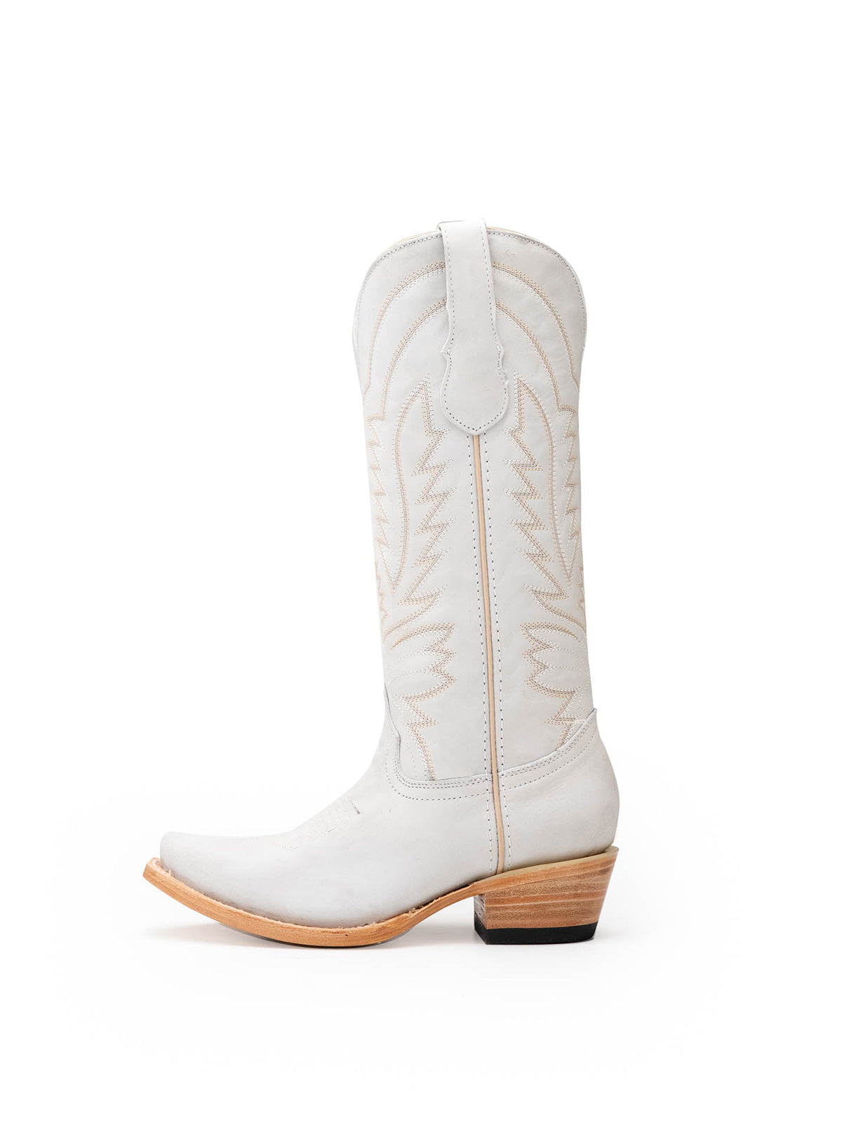 White Snip-Toe Western Classic Embroidery Mid Calf Cowgirl Boots