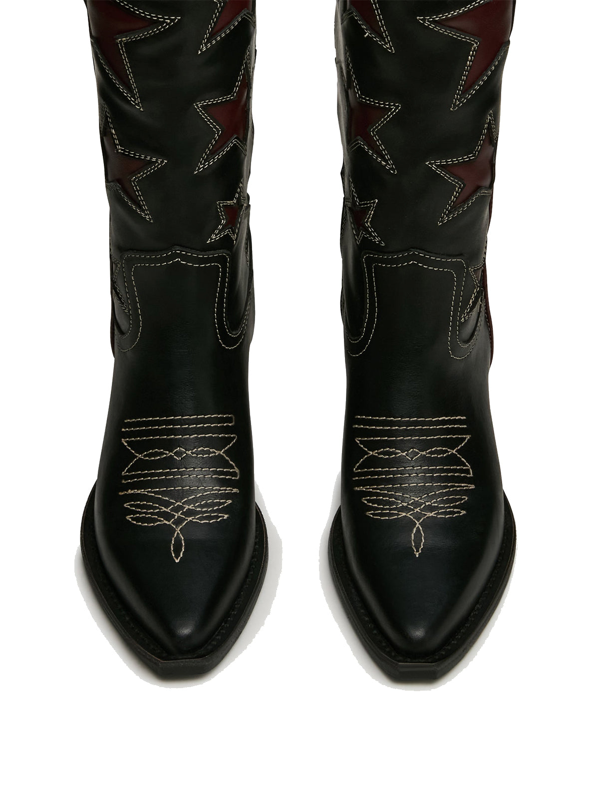 Black Almond-Toe Strass Inlay Classic Mid Calf Cowgirl Boots