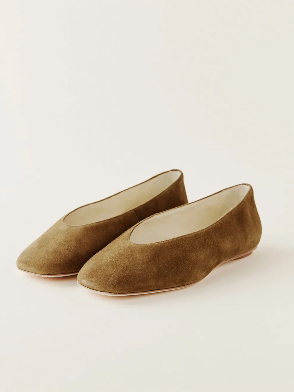Sleek Square-Toe Classic Slip-On Ballet Flats – Brown Faux Suede
