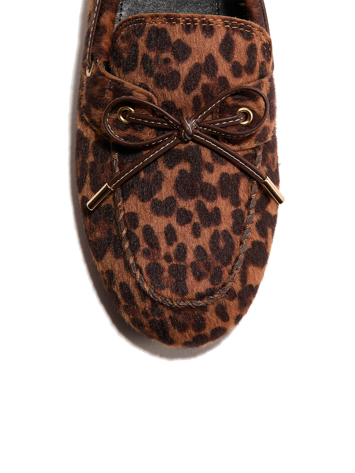 Leopard Print Round-Toe Front Chic Bow Slip-On Flats