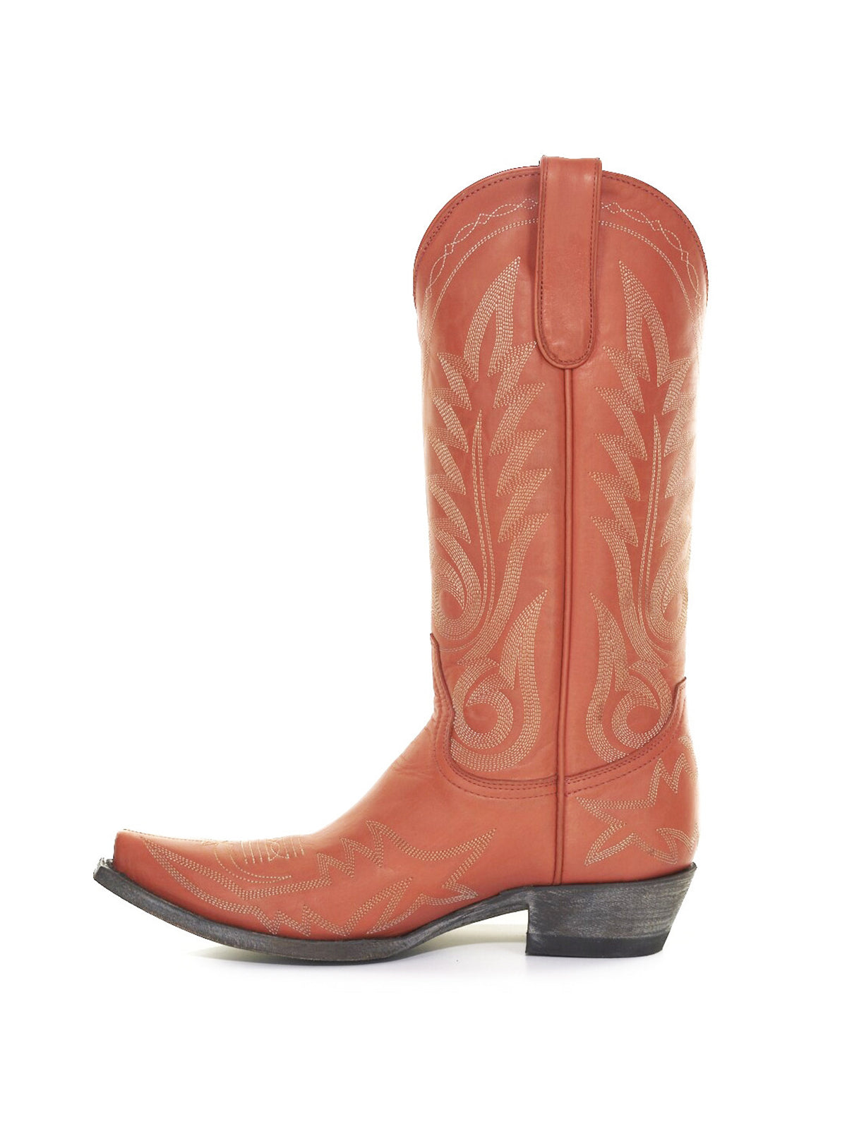 Chic Embroidery Snip-Toe Classic Mid Calf Cowgirl Boots - Orange
