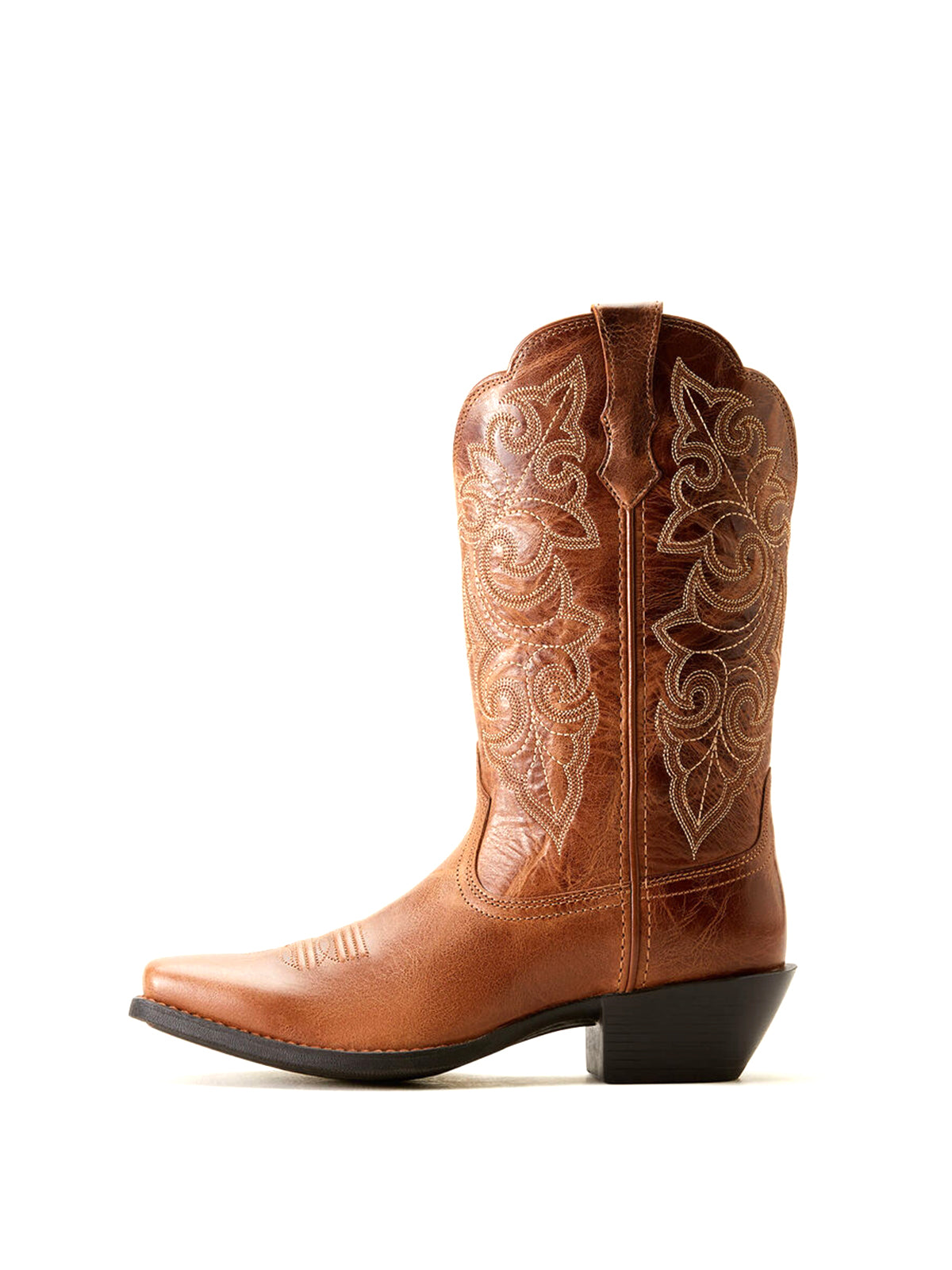 Brown Square-Toe Stitching Western Mid Calf Cowgirl Boot