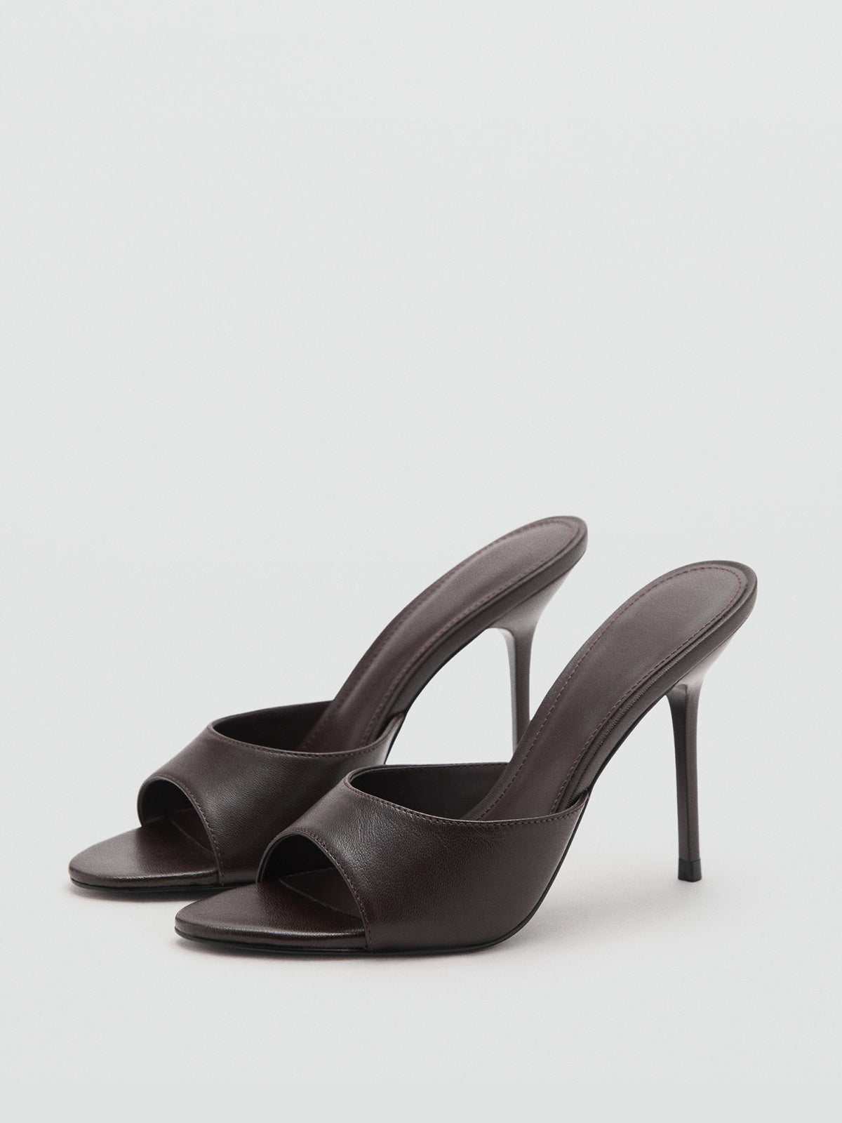 Petrol Blue Round-Toe Backless High Heels