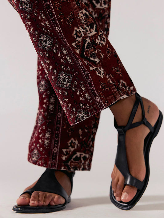 Black Square-Toe Multi-Wrap Ankle Straps Flats