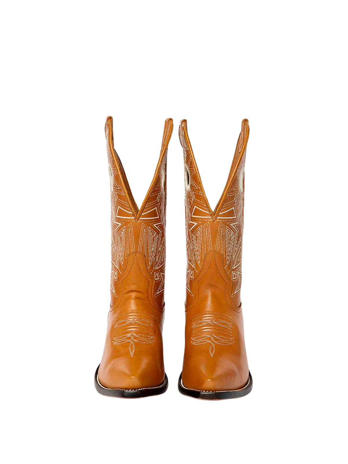 Sienna Snip-Toe Cut-Out Stars Stitch Mid Calf Cowgirl Boots