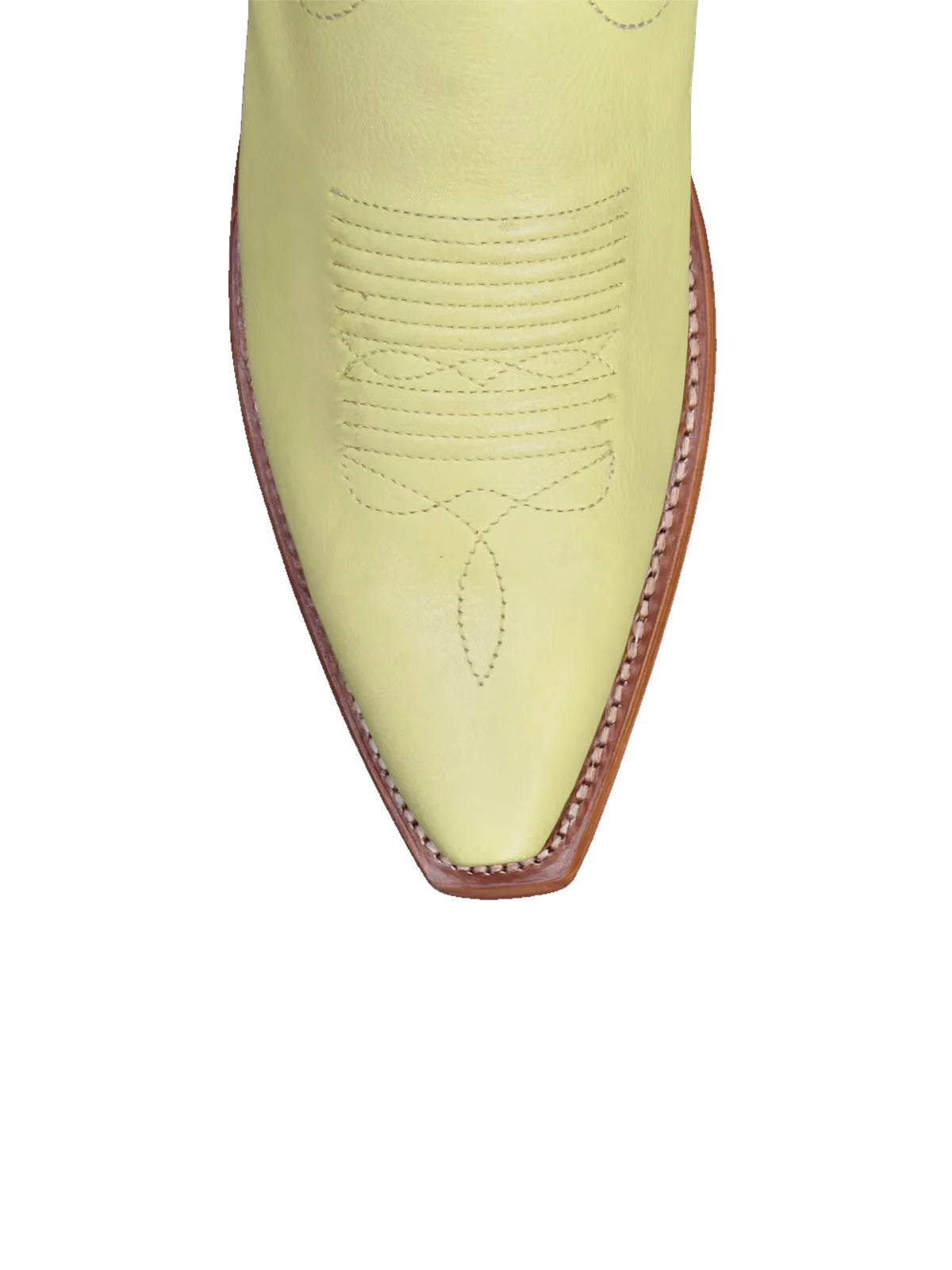 Lemon Green Snip-Toe Embroidery Wide Calf Knee High Cowgirl Boots