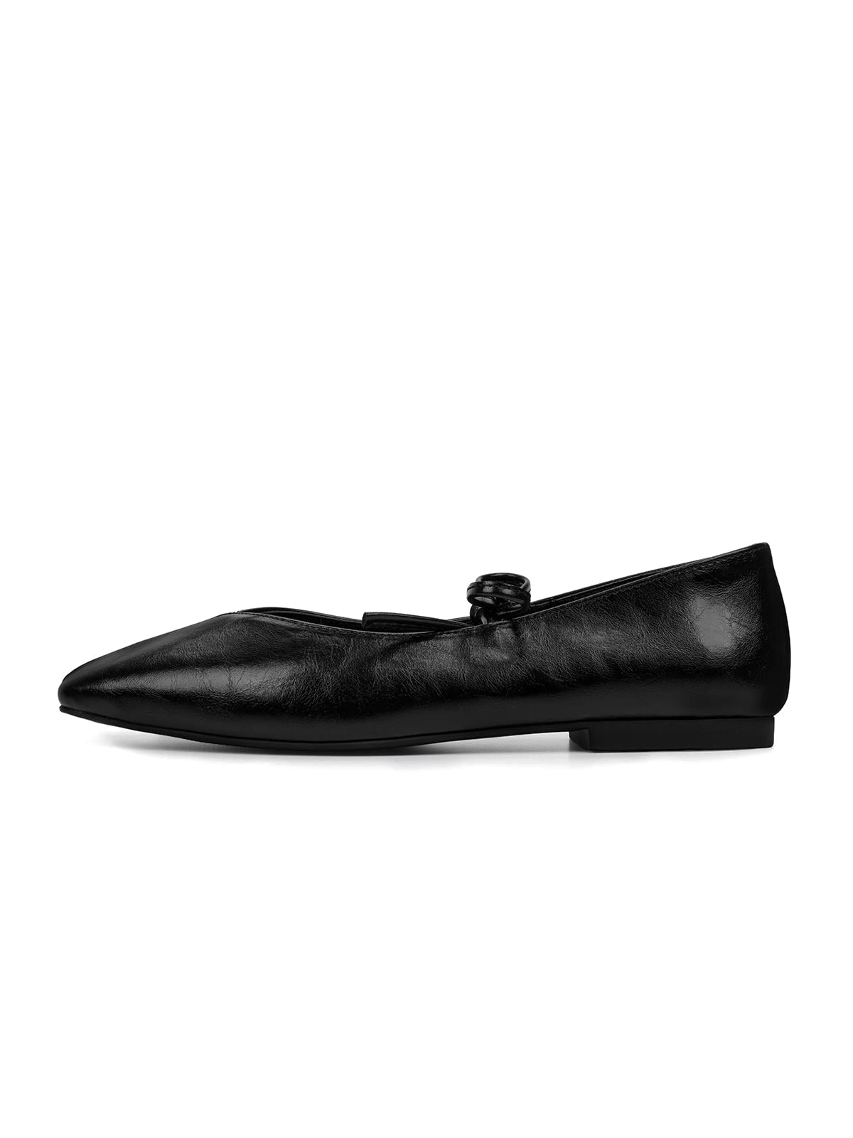 Black Square-Toe Chic Bridge Strap Slip-On Stylish Flats