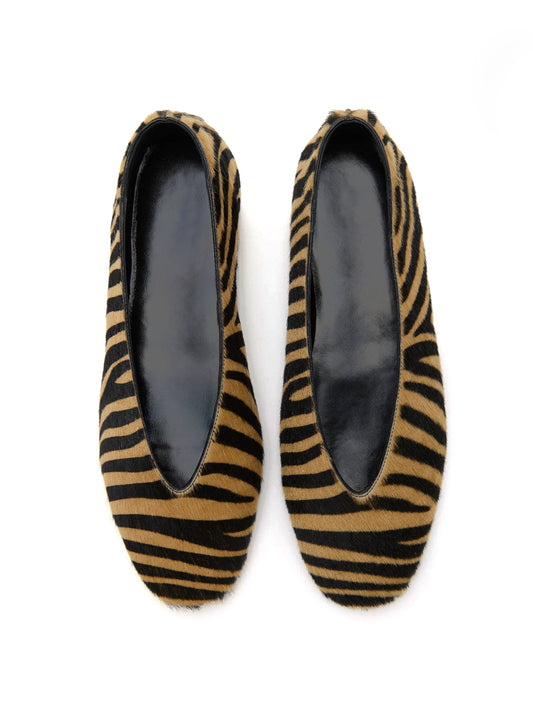 Zebra Print Square-Toe Classic Slip-On Flats