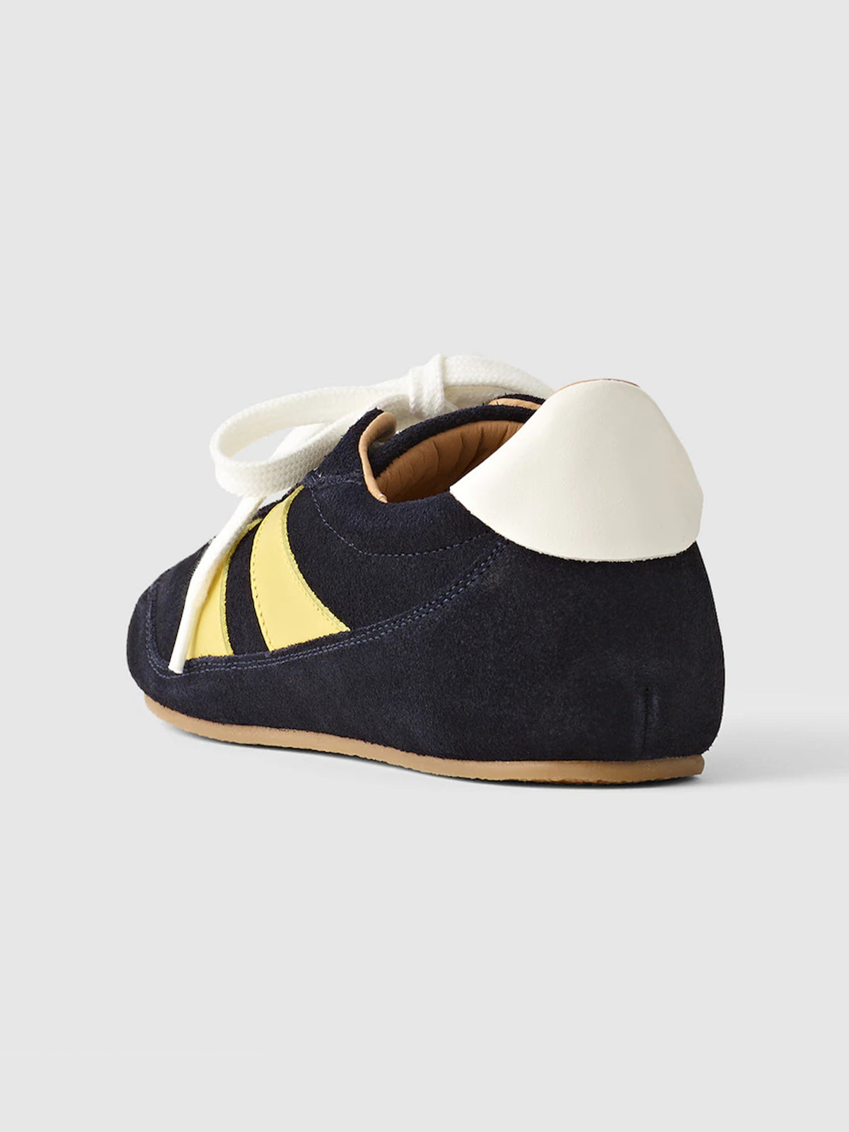 Black Cow Suede And Cow Leather Round-Toe Lace-Up Classic Sneakers