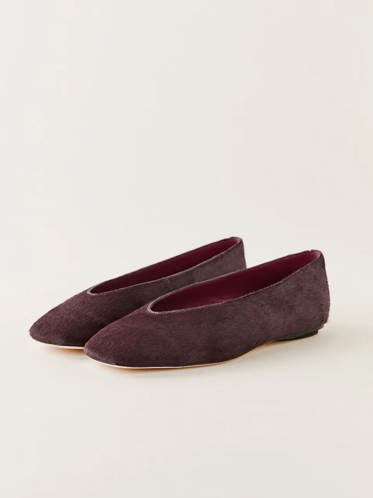 Sleek Square-Toe Classic Slip-On Ballet Flats – Ruby Red Pony Hair