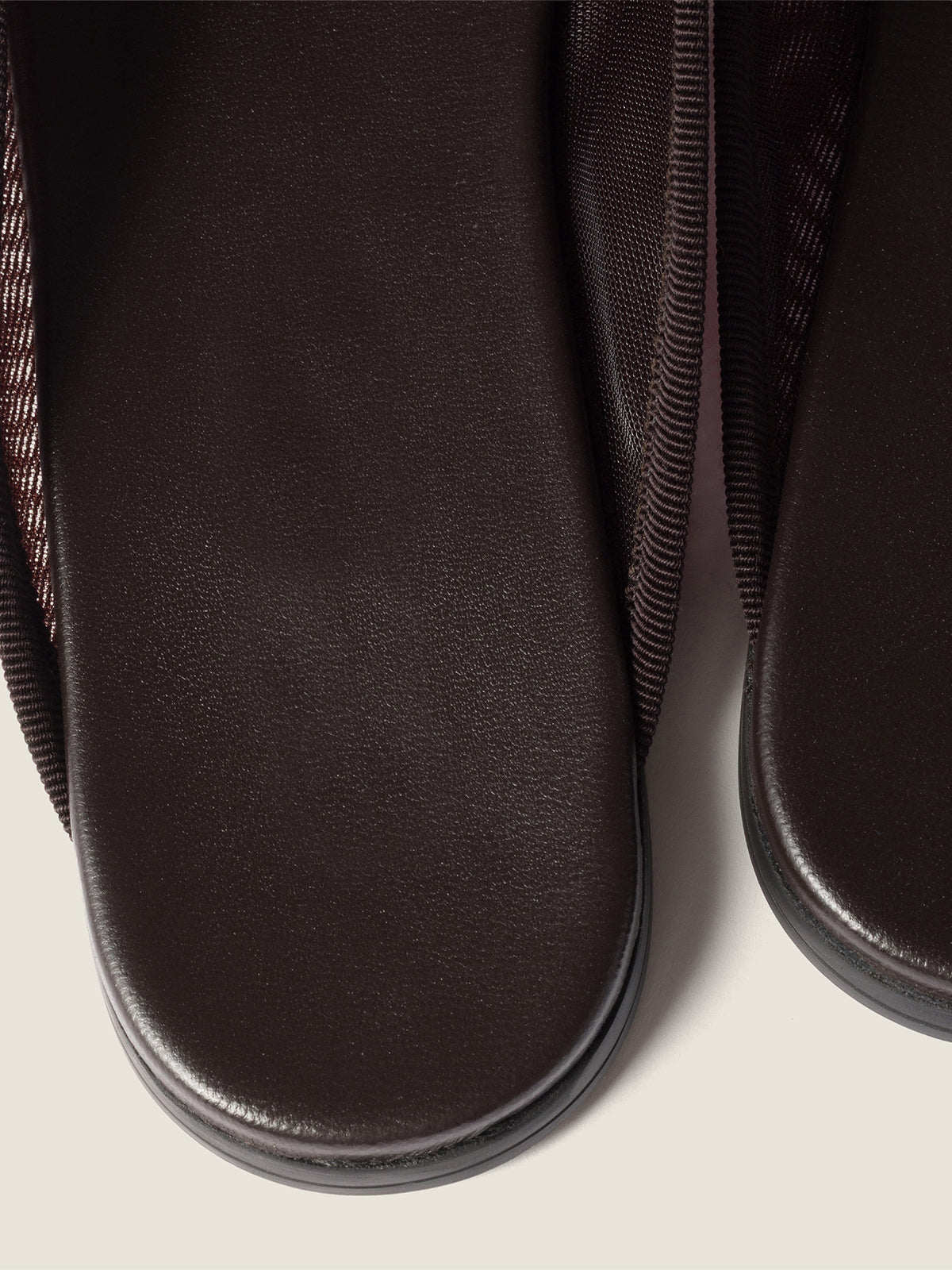 Dark Brown Mesh Round-Toe Backless Slippers Flats