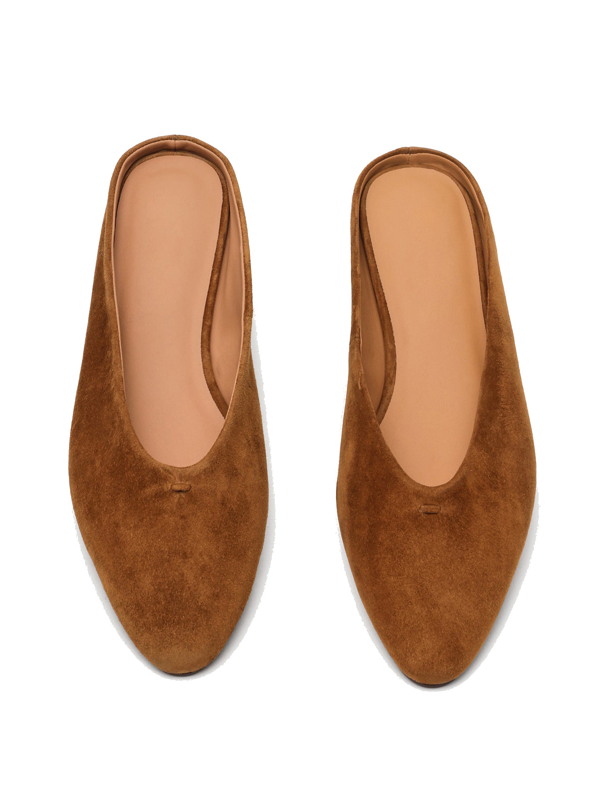 Brown Almond-Toe Slip-On Simple Backless Flats