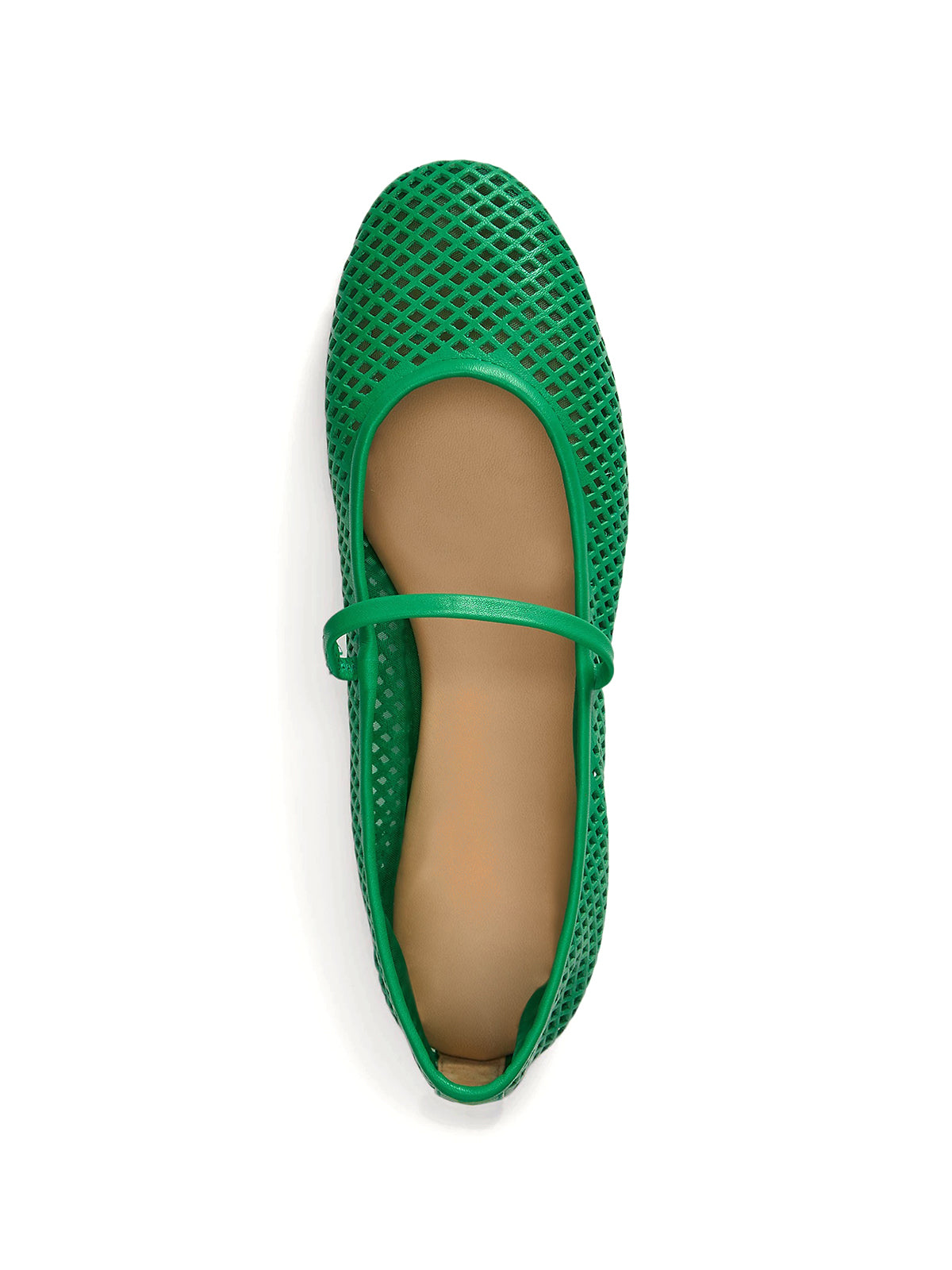 Green Round-Toe Little Cutouts And Mary Jane Ballet Flats