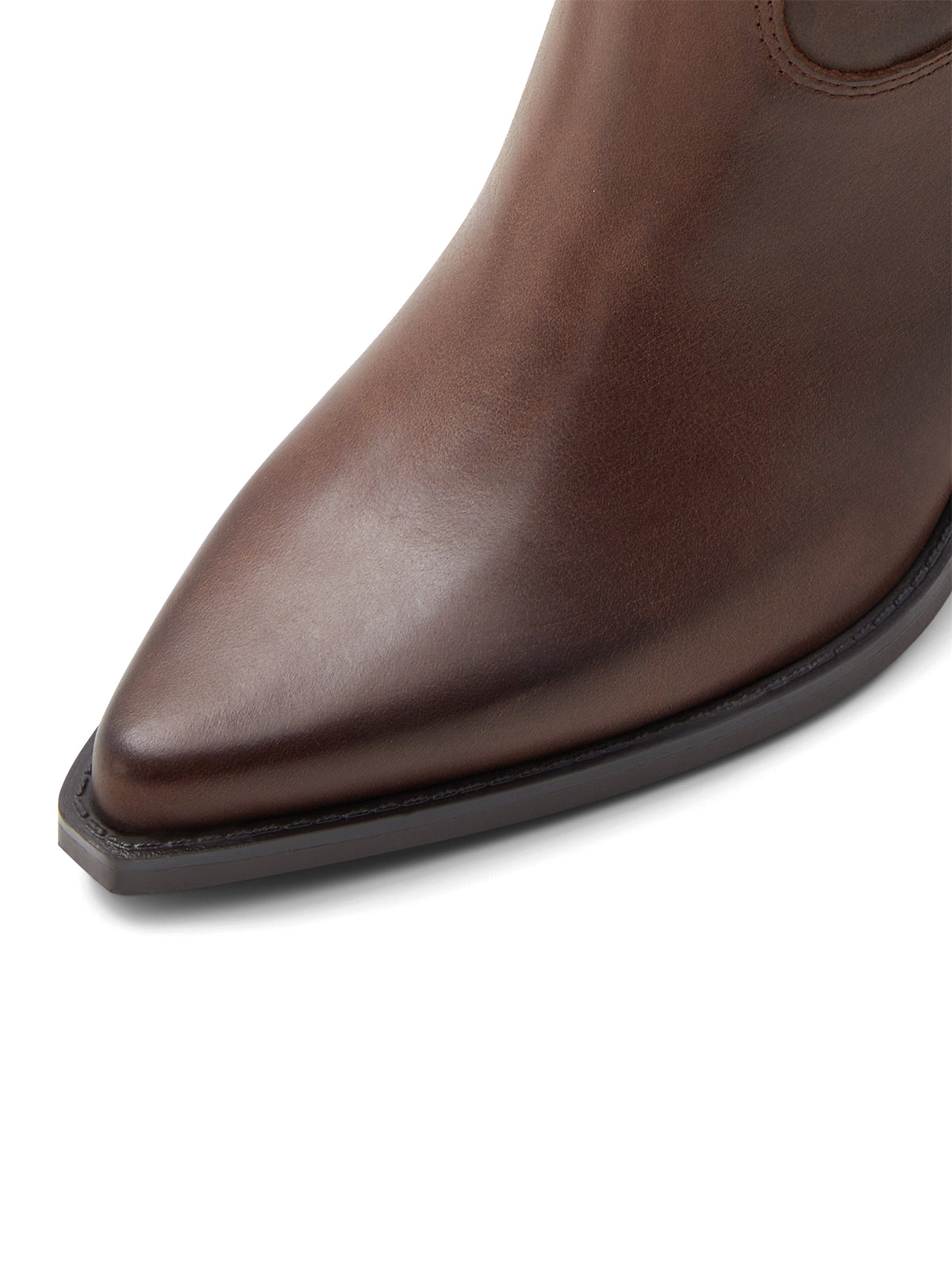 Brown Snip-Toe Simple Sleek Full-Zip Knee High Cowgirl Boots