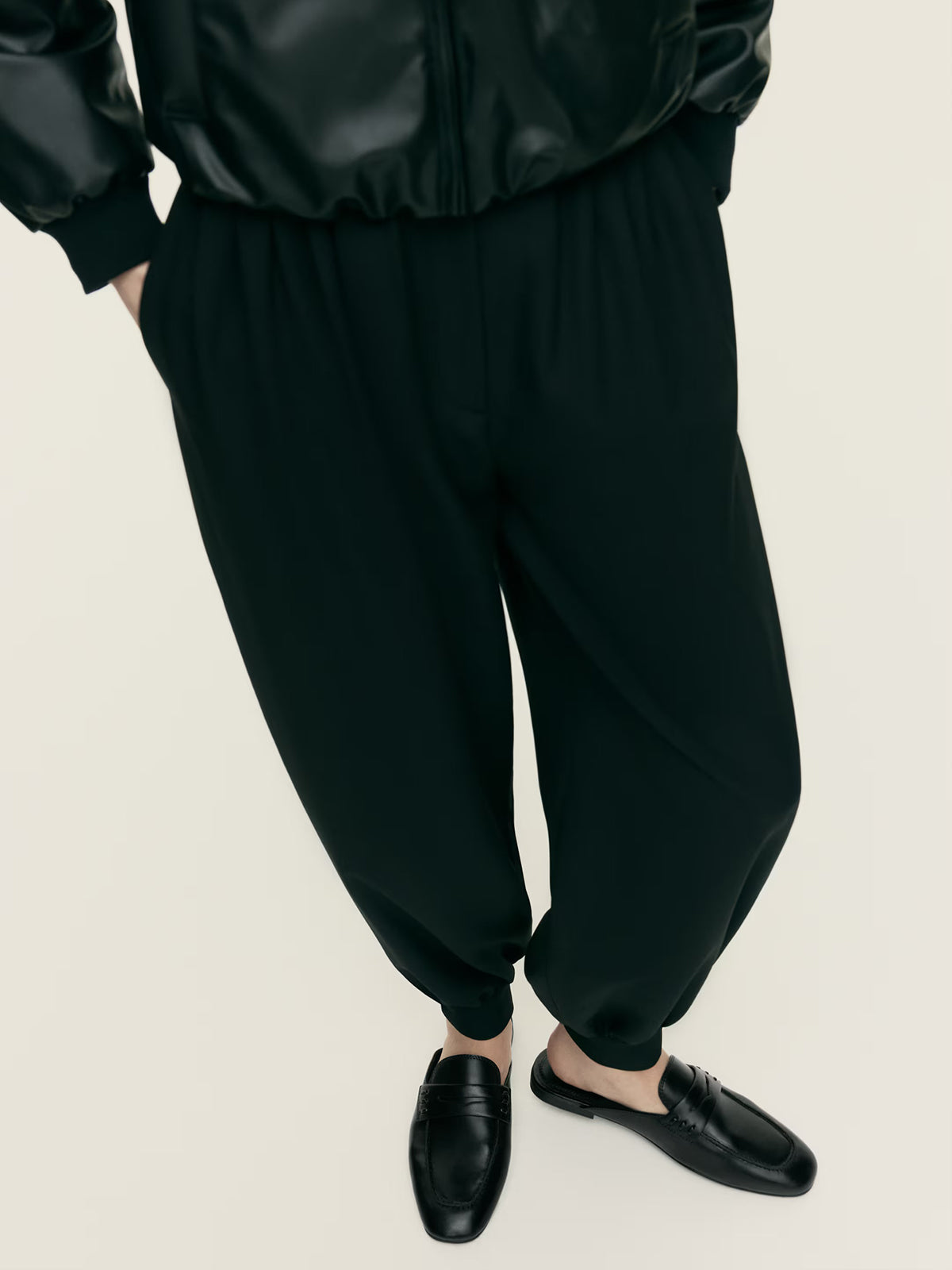Black Square-Toe Slip-On Backless Loafers Flats