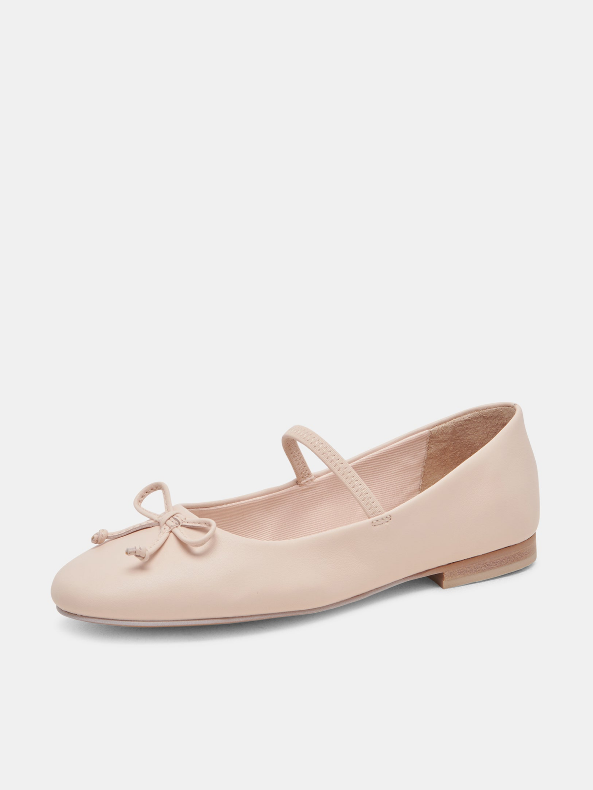 Light Pink Bow Round-Toe Ballet Flats Elastic Strap Mary Janes