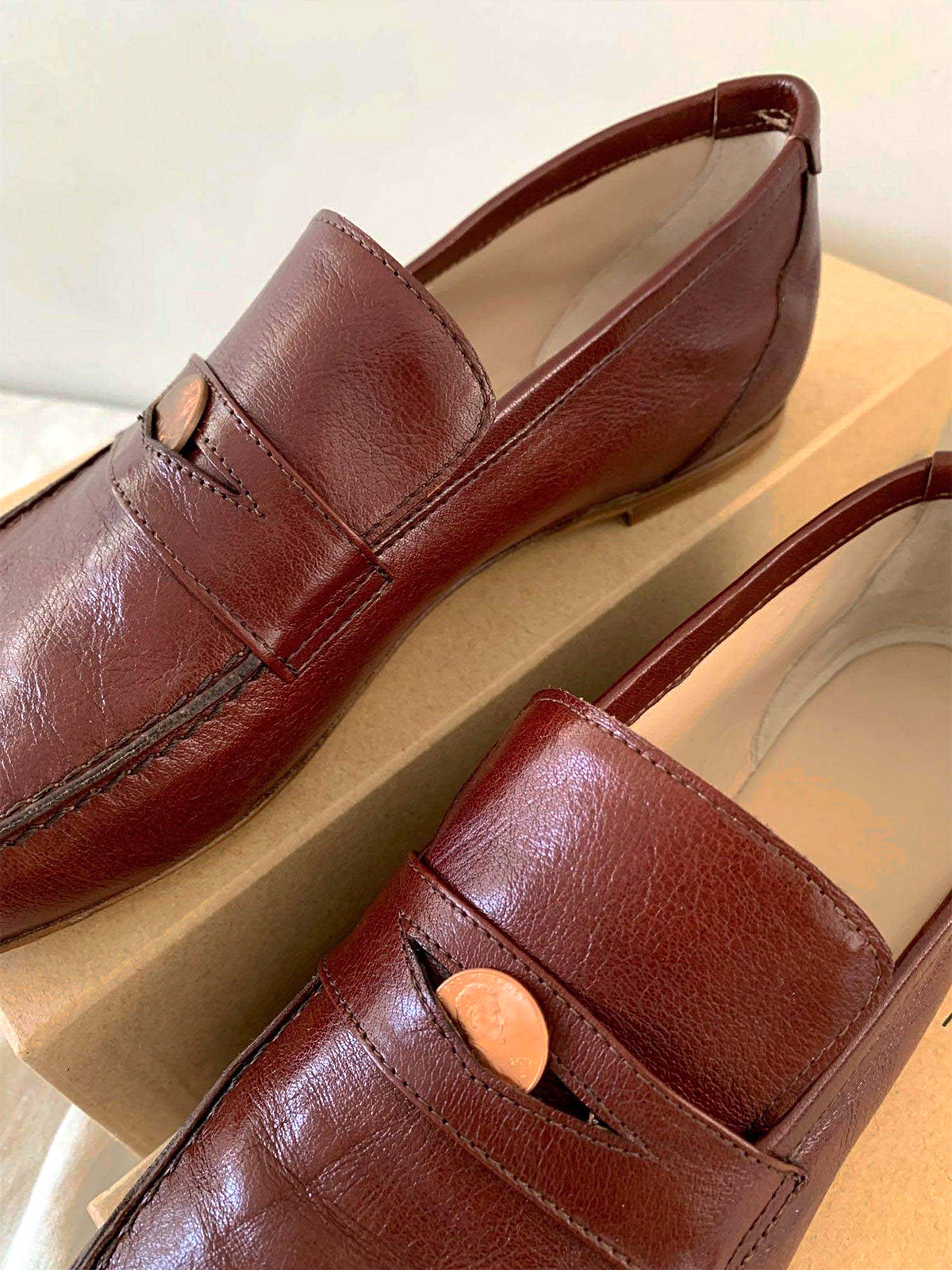 Round-Toe Slip-On Chic Loafers Flats - Dark Red